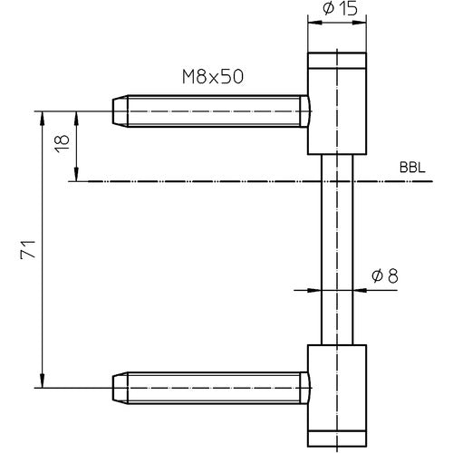 Band 3-teilig für Türblatt V 0026 WF nickel-silber