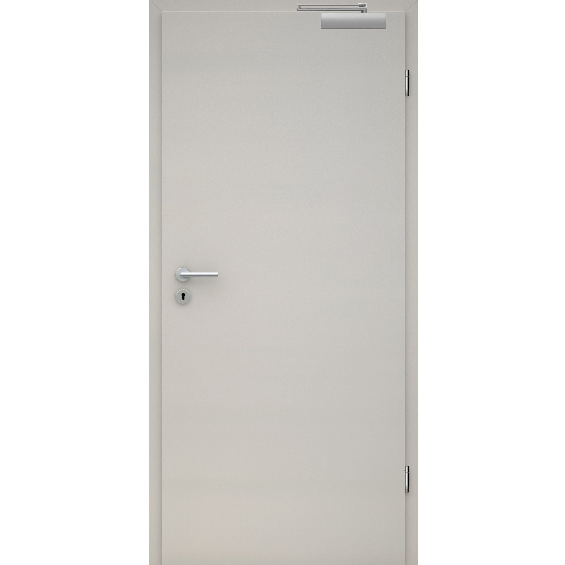 Brandschutztür T30 mit Zarge CPL Uni-Grau ähnlich RAL 7047 Designkante