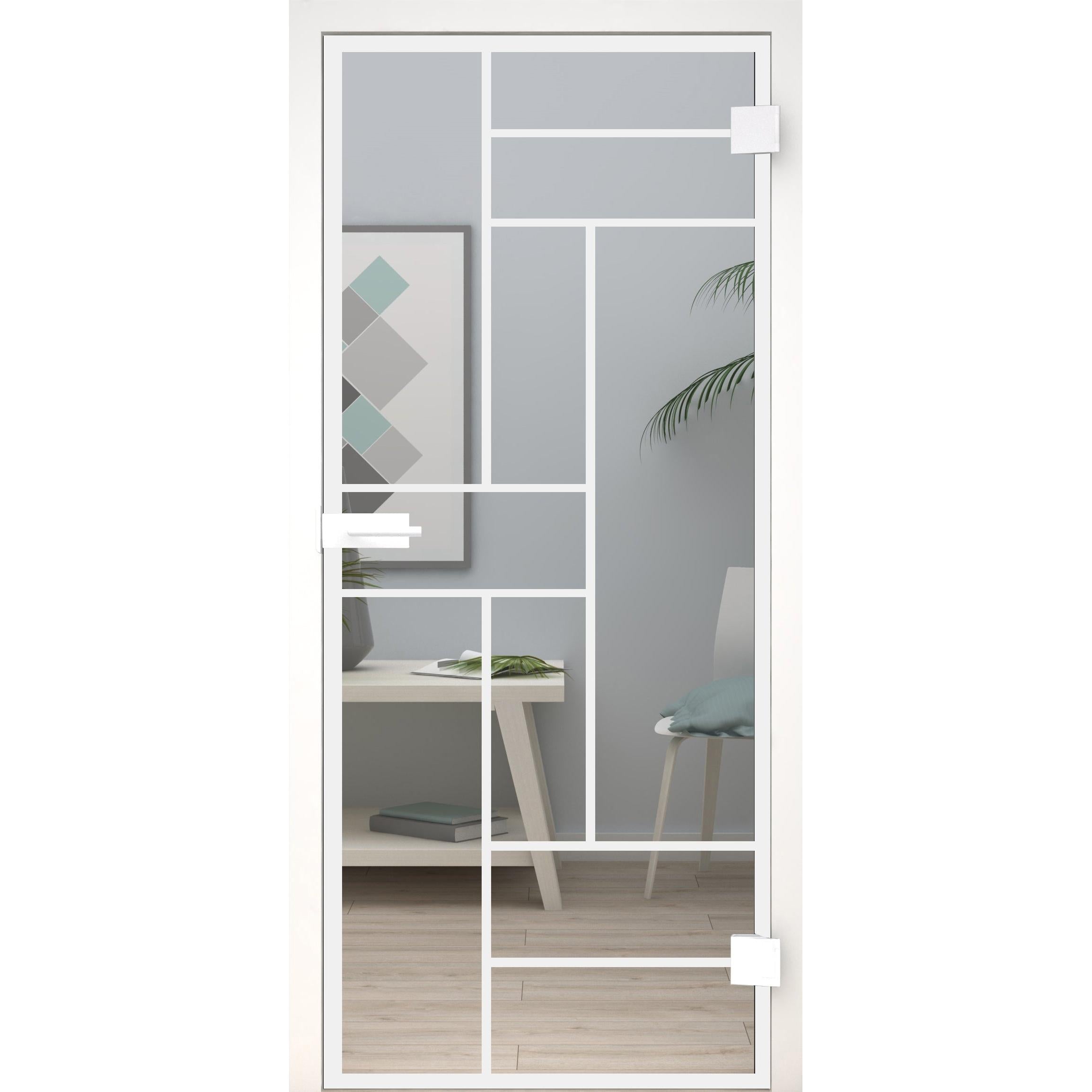 Glastür Loft-Design Weiß Modell DW10 Klarglas