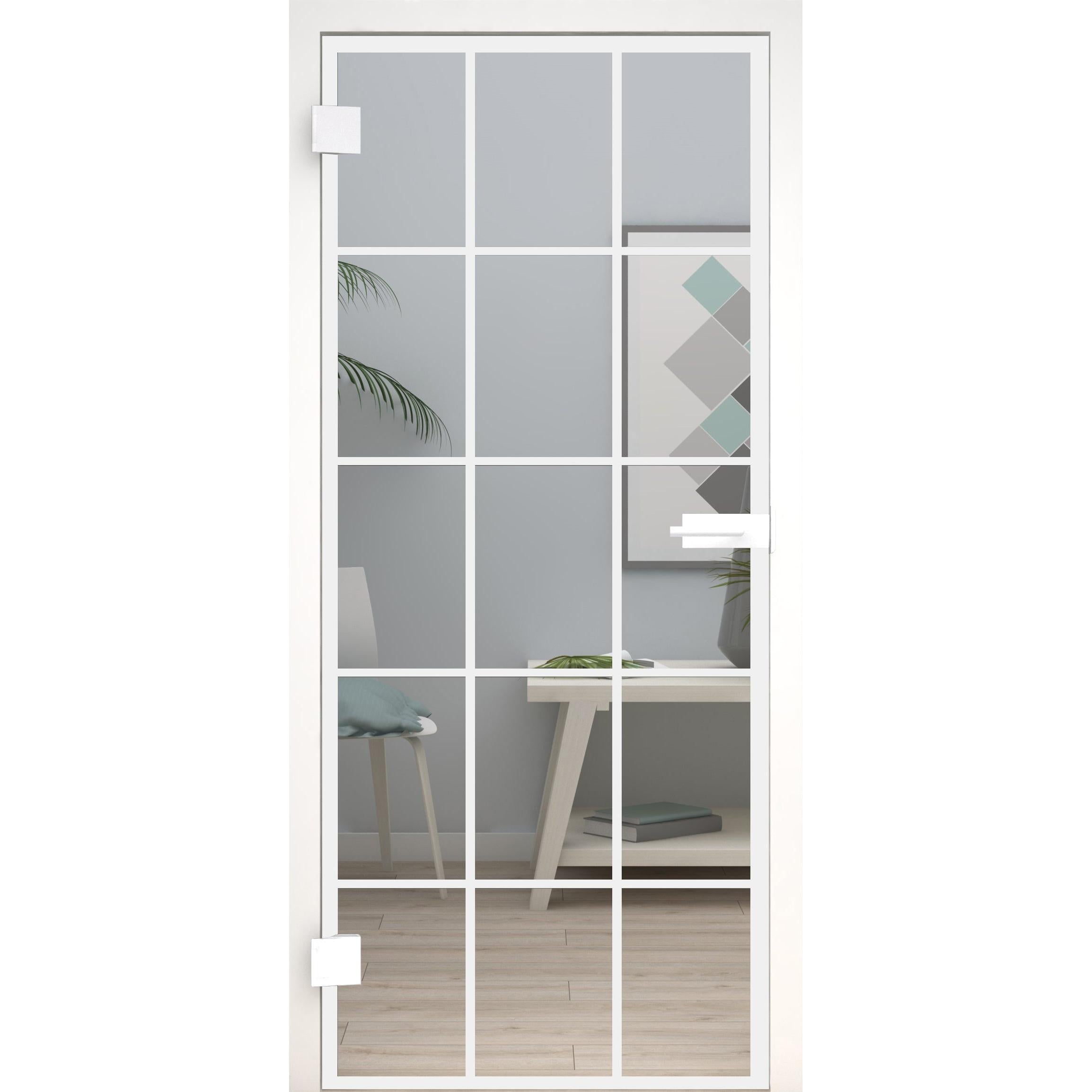 Glastür Loft-Design Weiß Modell DW3 Klarglas