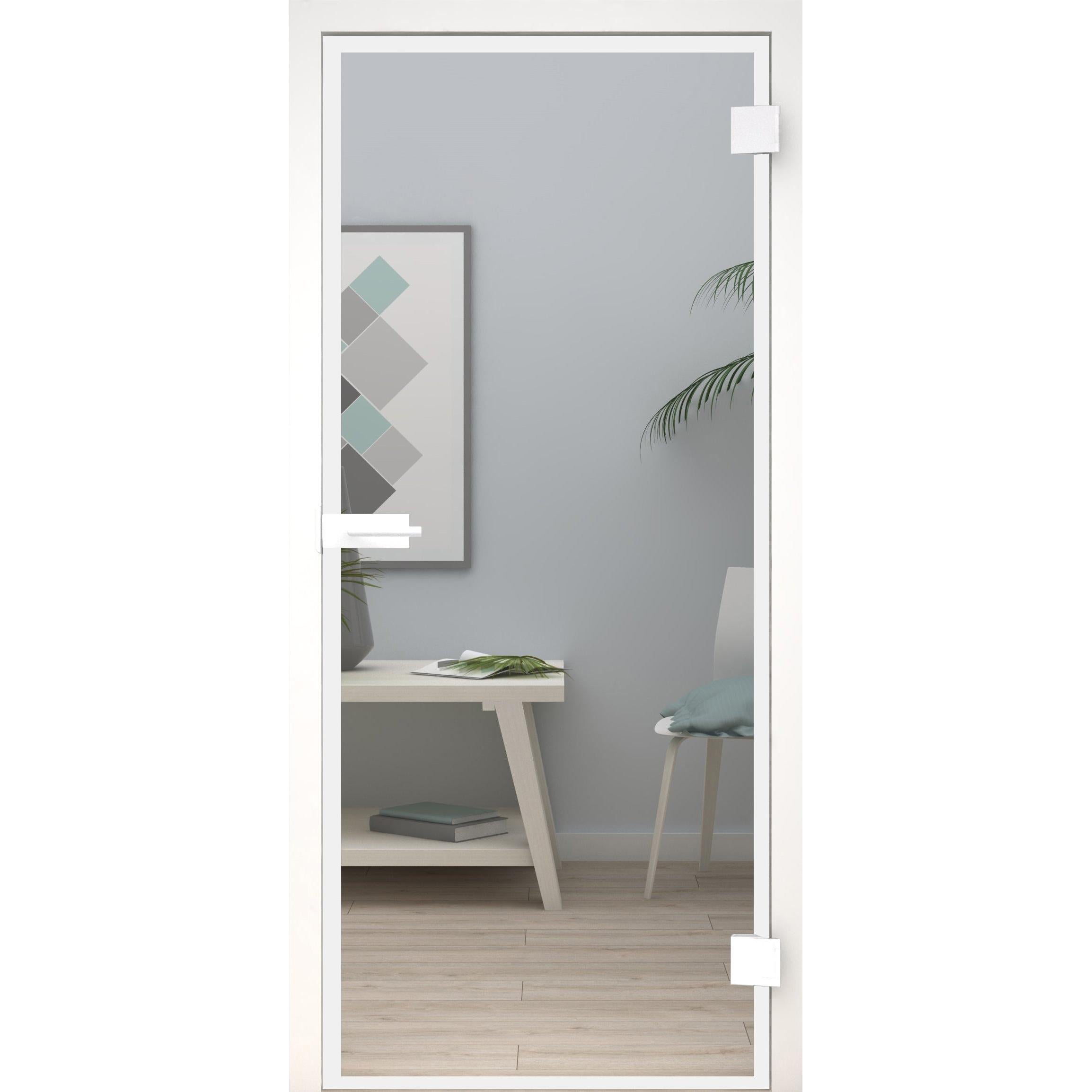 Glastür Loft-Design Weiß Modell DW4 Klarglas