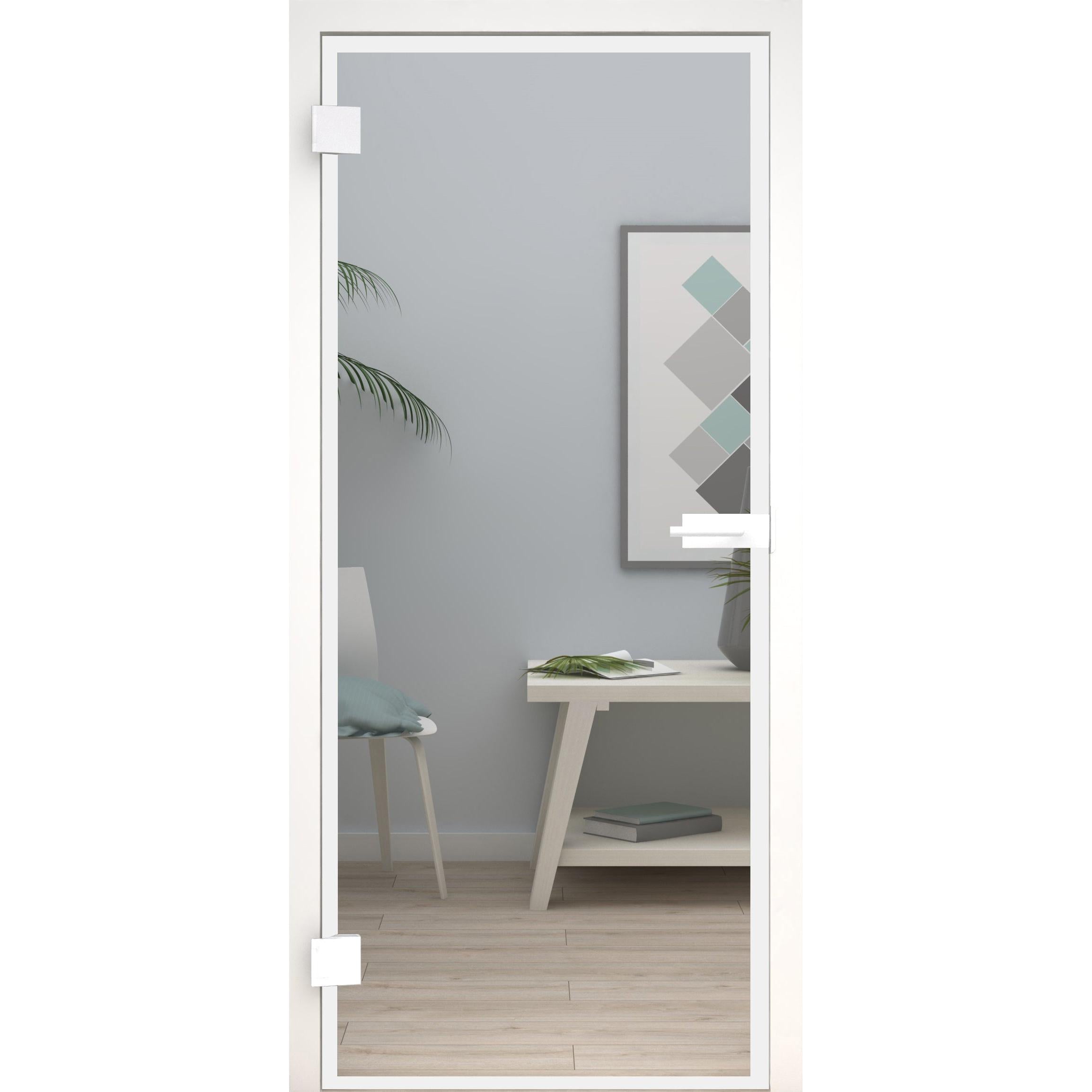 Glastür Loft-Design Weiß Modell DW4 Klarglas