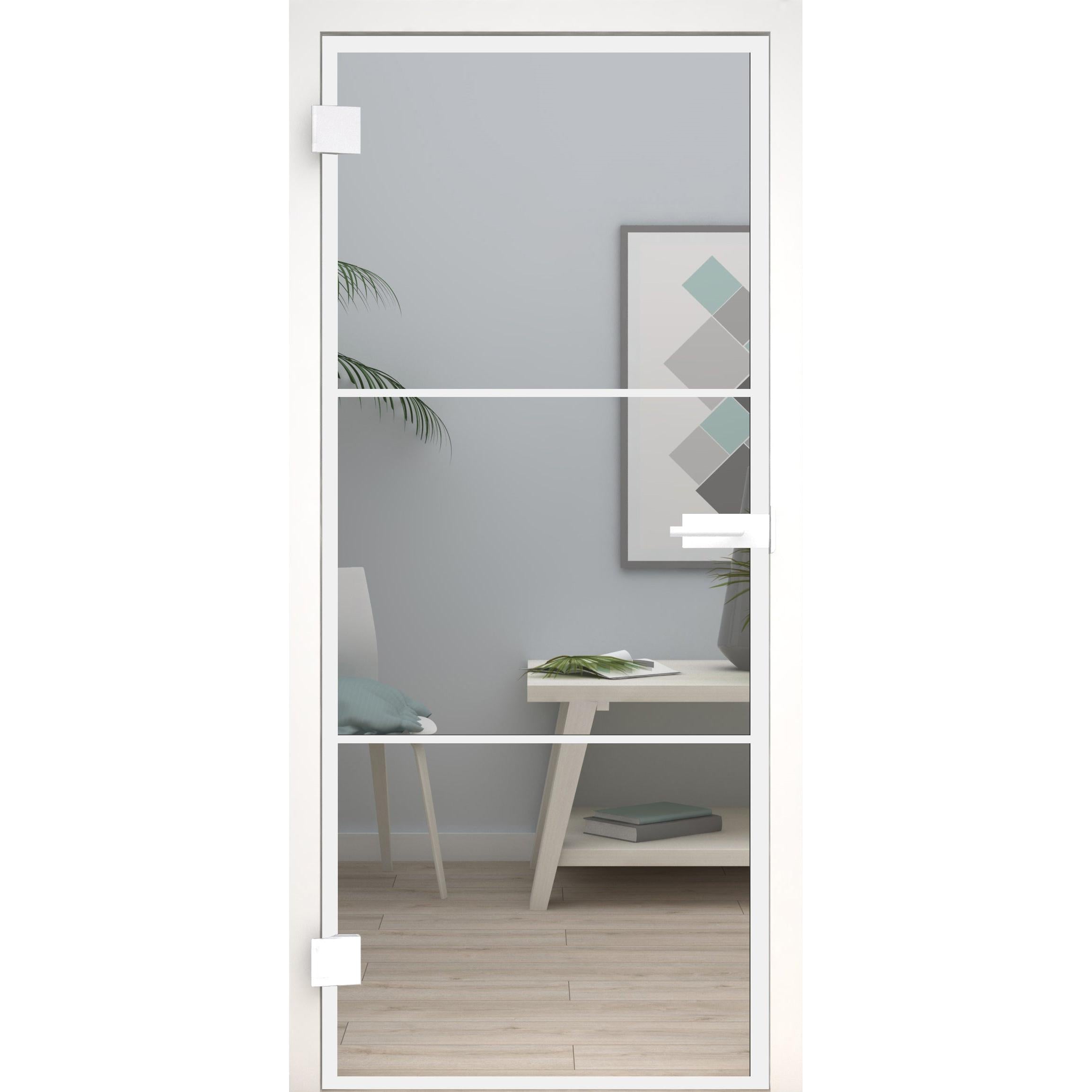 Glastür Loft-Design Weiß Modell DW5 Klarglas