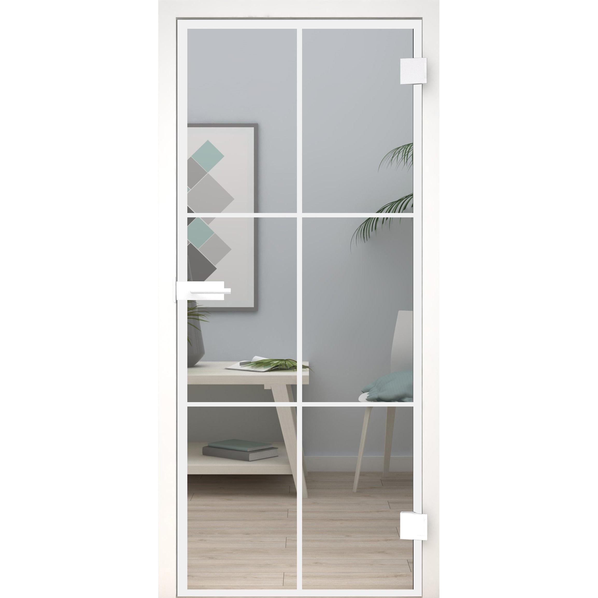 Glastür Loft-Design Weiß Modell DW6 Klarglas