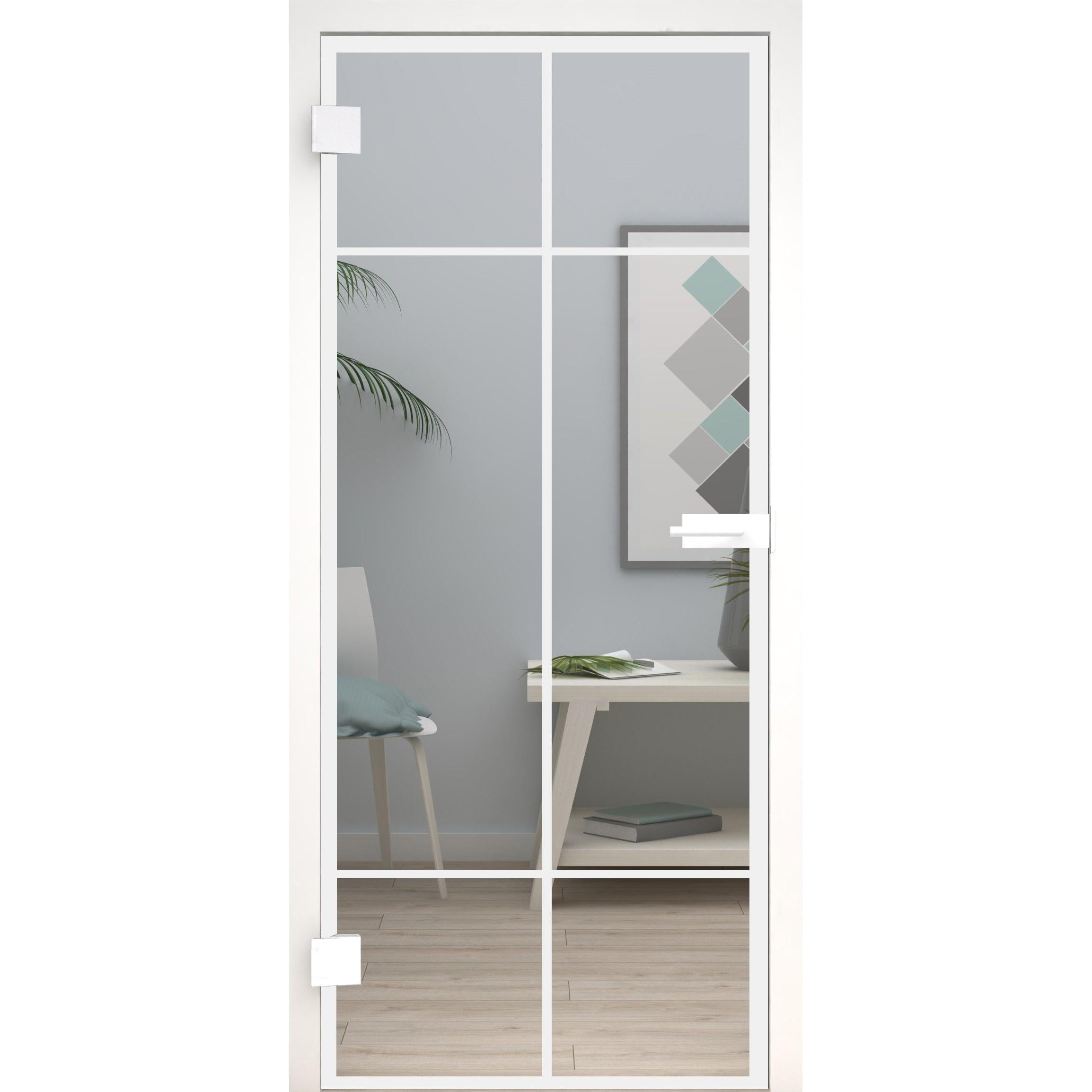 Glastür Loft-Design Weiß Modell DW7 Klarglas