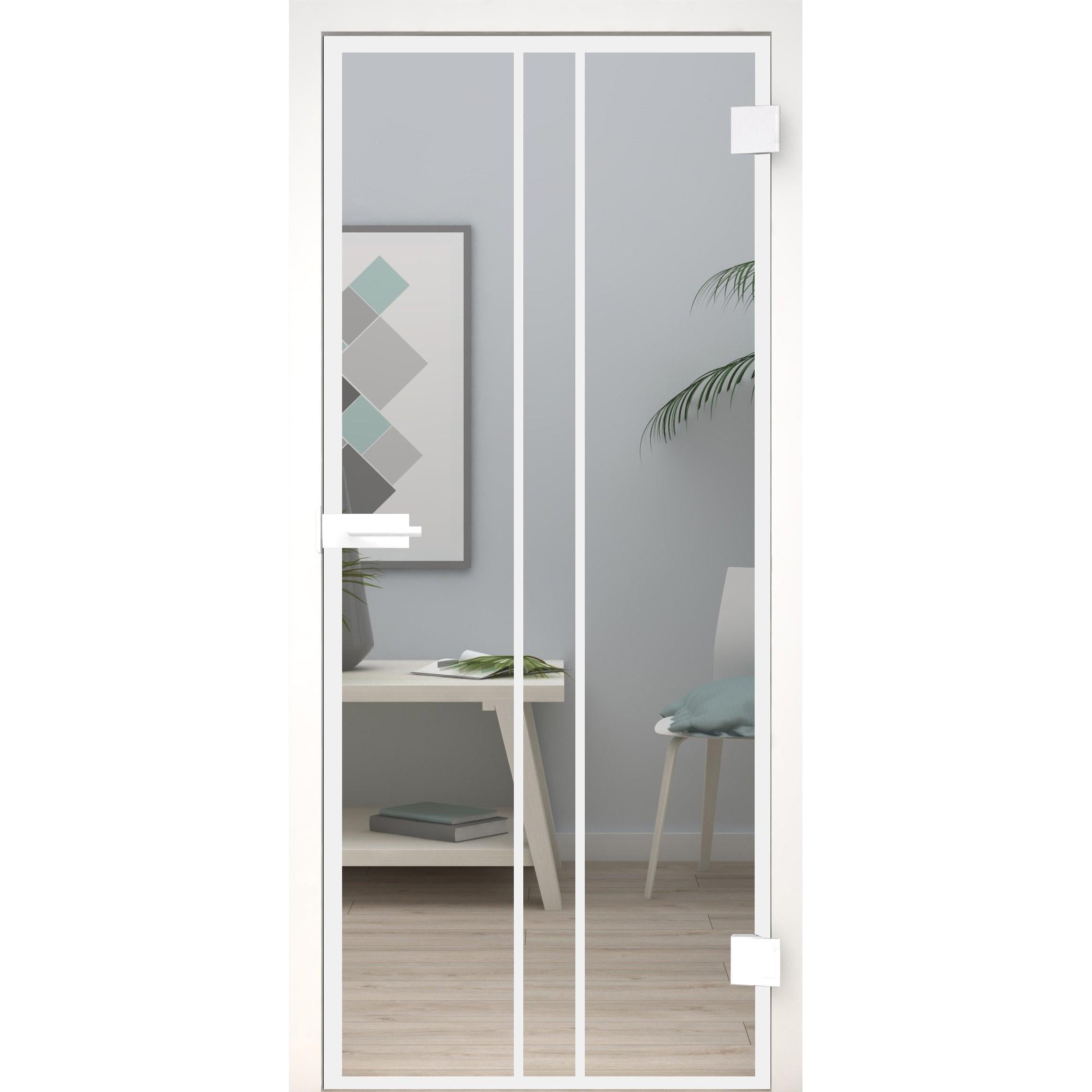 Glastür Loft-Design Weiß Modell DW8 Klarglas