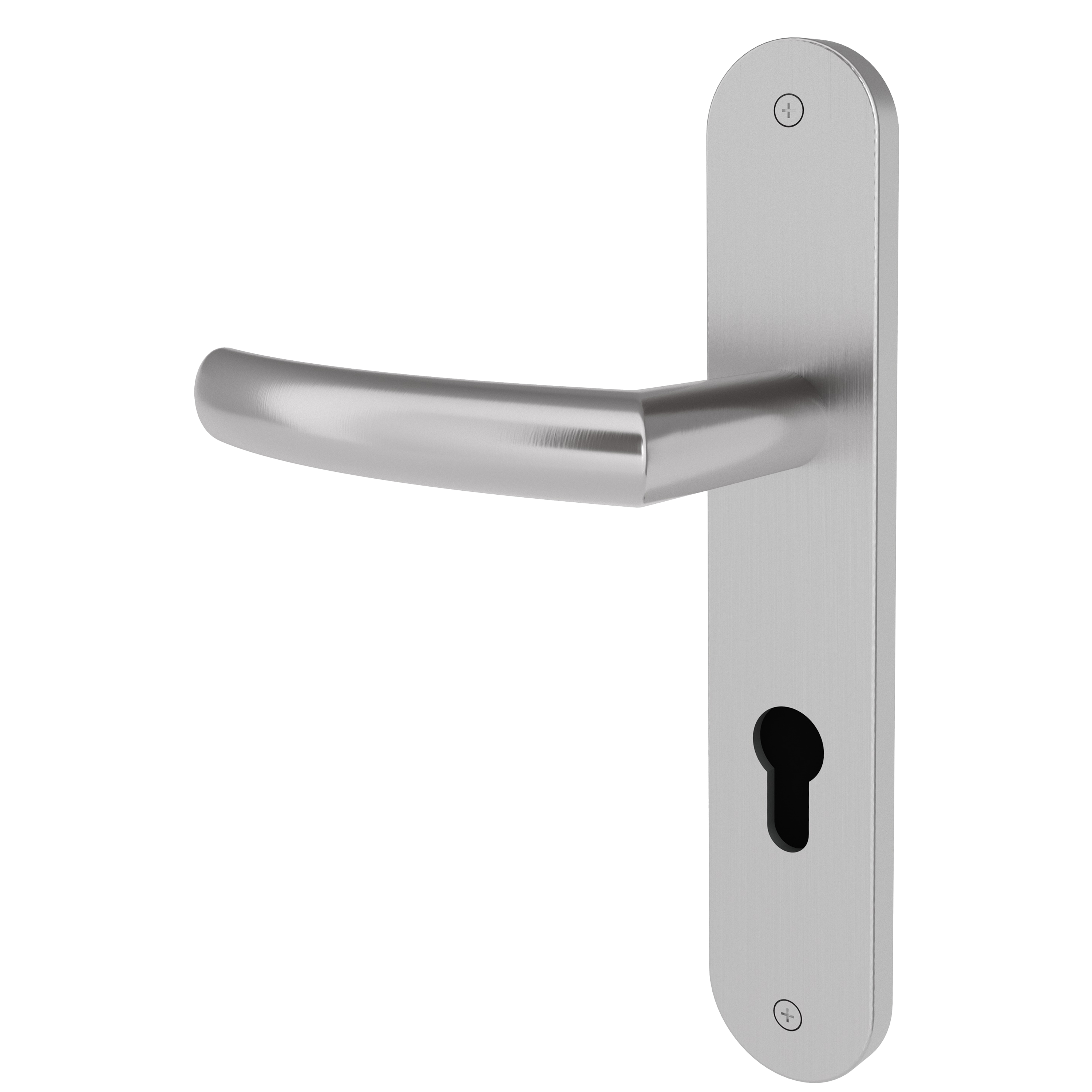 Langschildgarnitur rund L-Form gebogen Modell Amaraya Edelstahl geschraubt Klasse 1