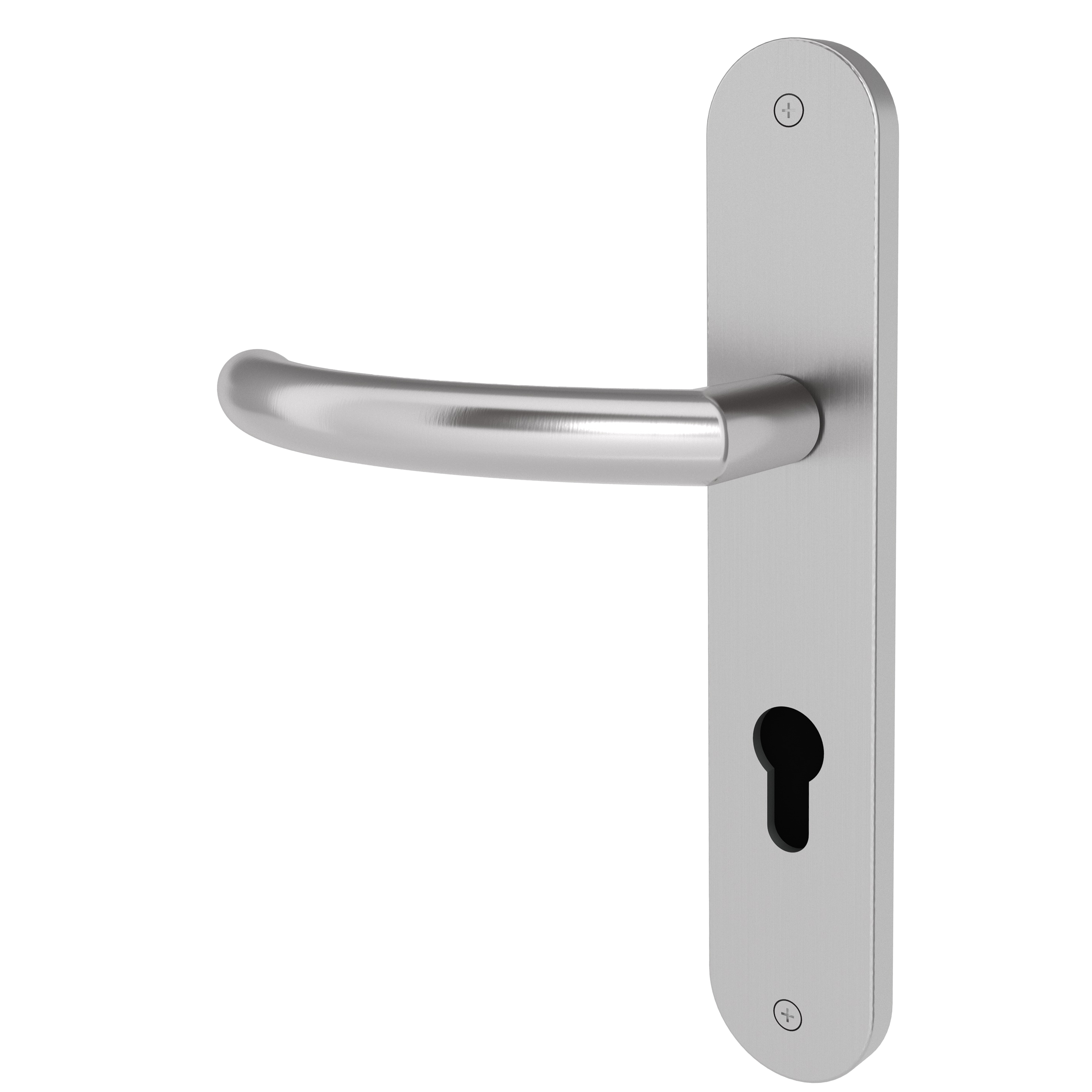 Langschildgarnitur rund L-Form gebogen Modell Laroa Edelstahl geschraubt Klasse 1