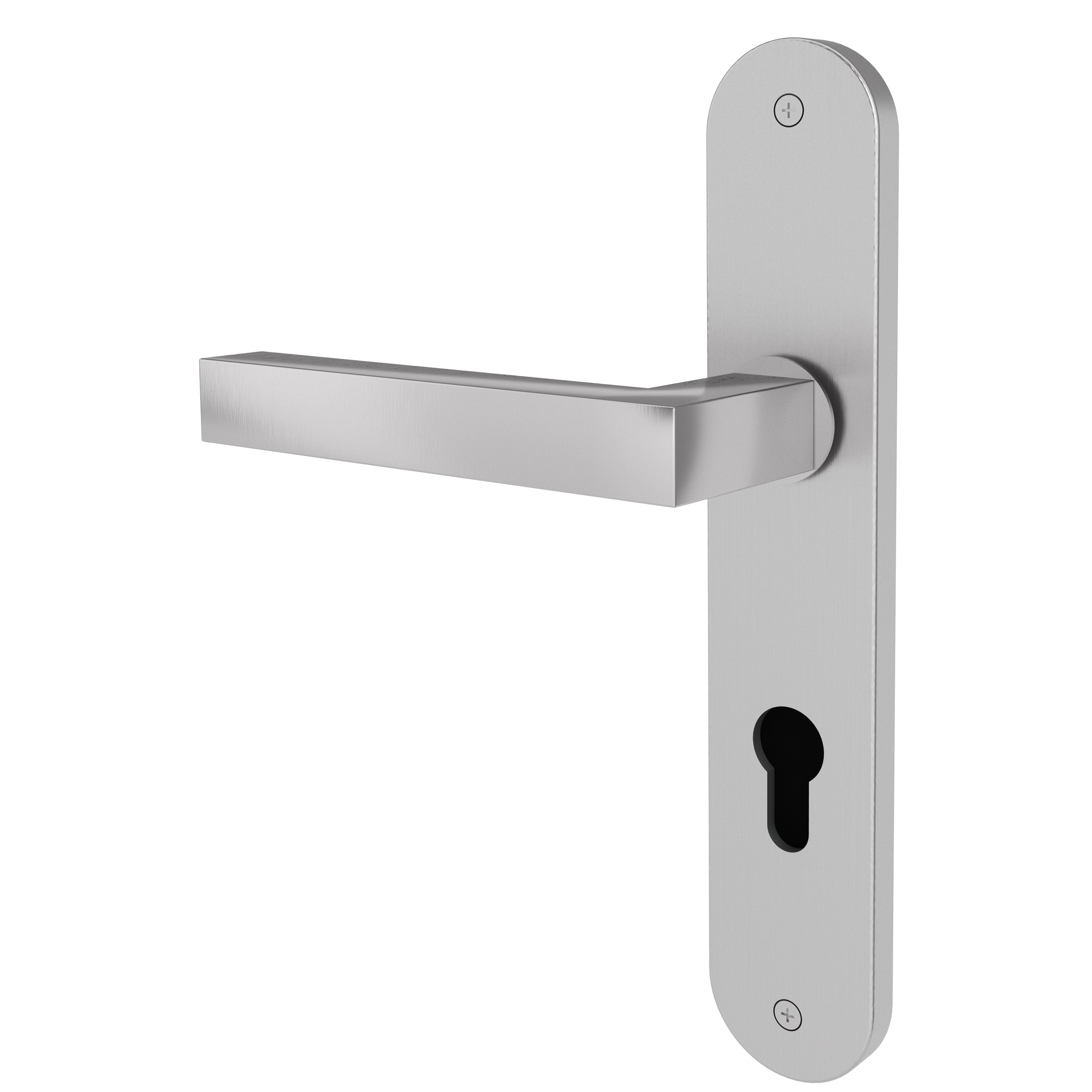 Langschildgarnitur rund L-Form gerade Modell Samara Edelstahl geschraubt Klasse 1