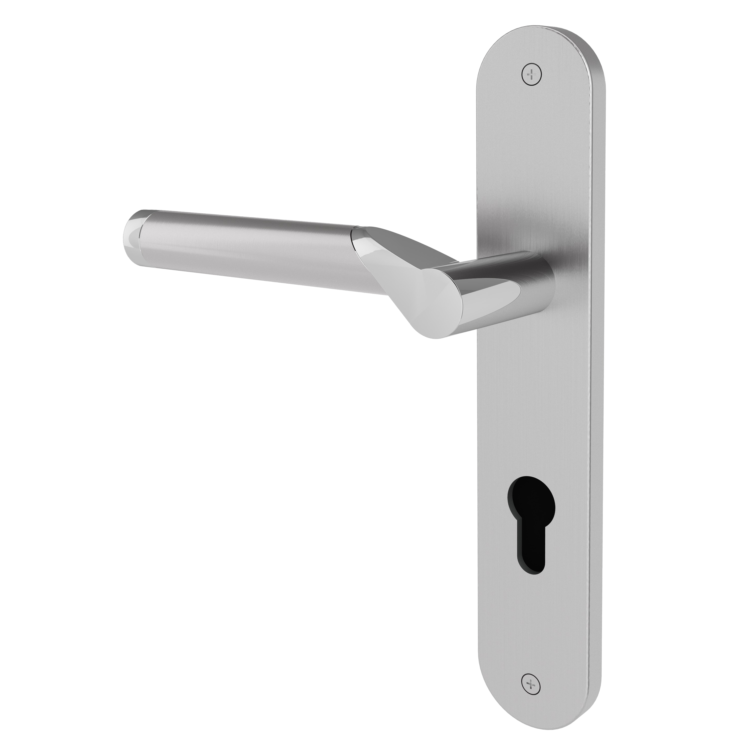 Langschildgarnitur rund L- Form gerade Modell Sevora Edelstahl / verchromt geschraubt Klasse 1