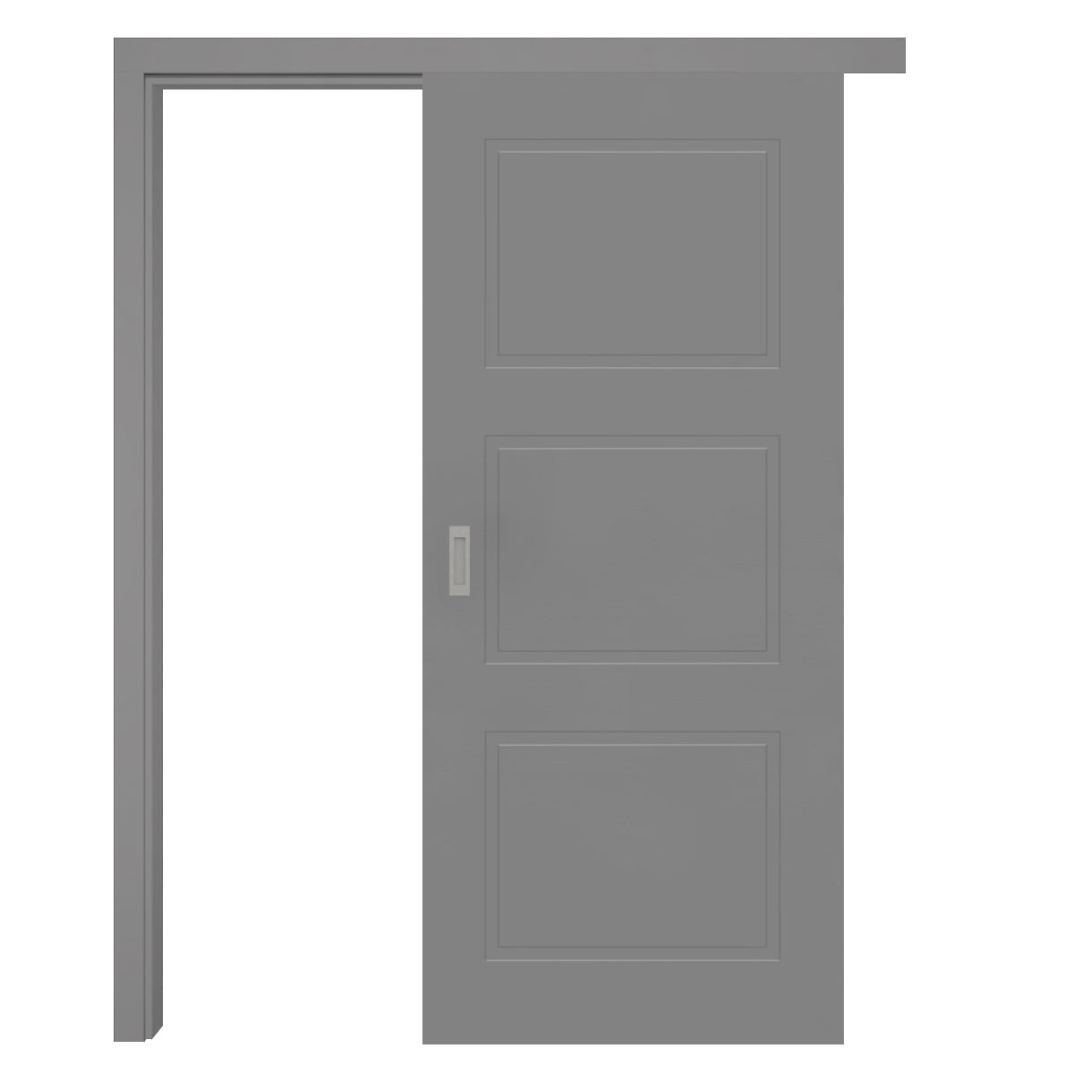 Schiebetür mit Schiebetürzarge grau 3 Kassetten - Modell Stiltür M37