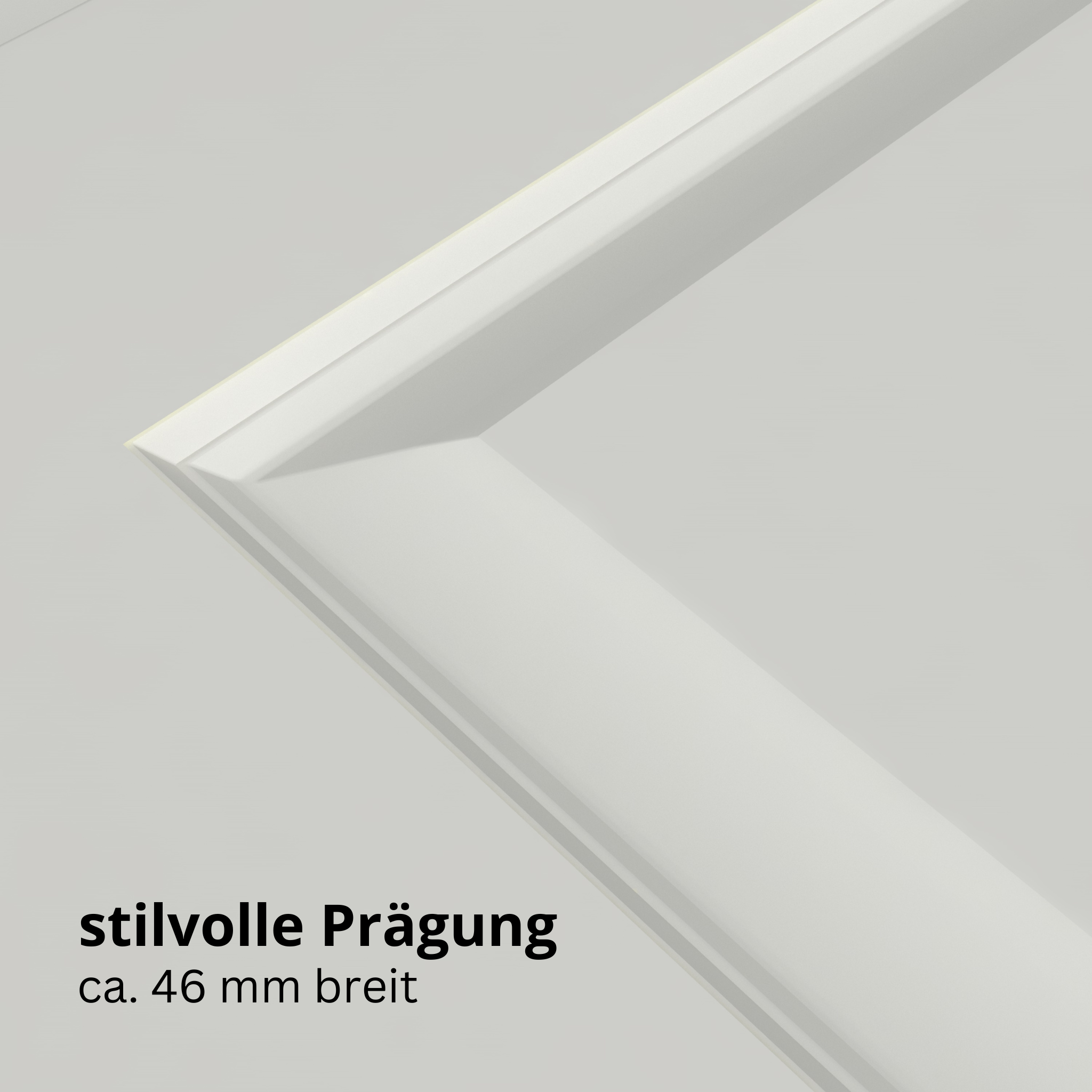 Schiebetür mit Schiebetürzarge Designkante 70 mm Bekleidung mit Lichtausschnitt mit Sprossenrahmen soft-weiß 2 Kassetten Schweifbogen - Modell Stiltür KS21LASPO