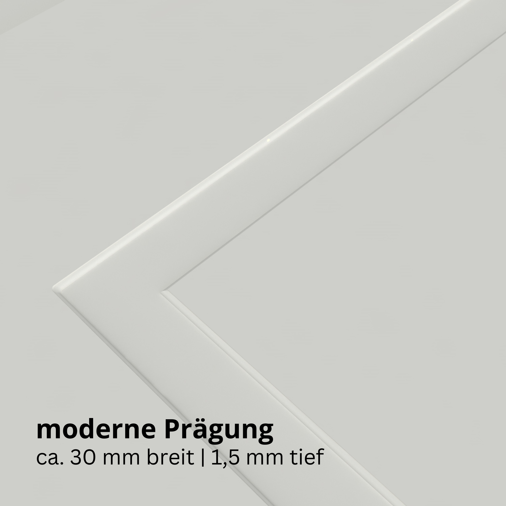 Schiebetür mit Schiebetürzarge Designkante 70 mm Bekleidung mit Lichtausschnitt soft-weiß 3 Kassetten - Modell Stiltür M31LA2