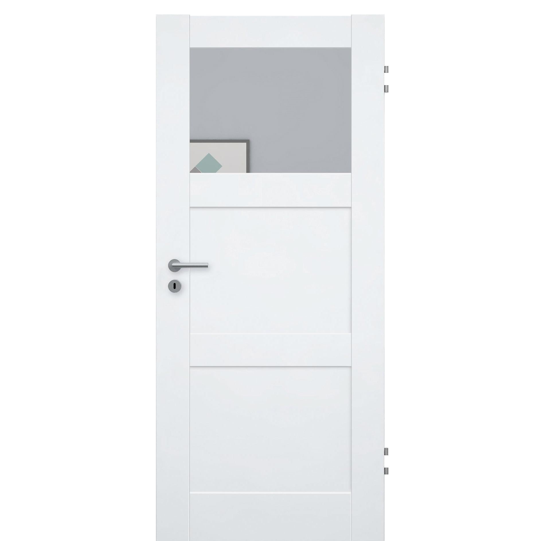 Zimmertür CPL brillant-weiß Rahmendesigntür mit 3 Kassetten und Lichtausschnitt Designkante - Modell Stiltür R33LA1