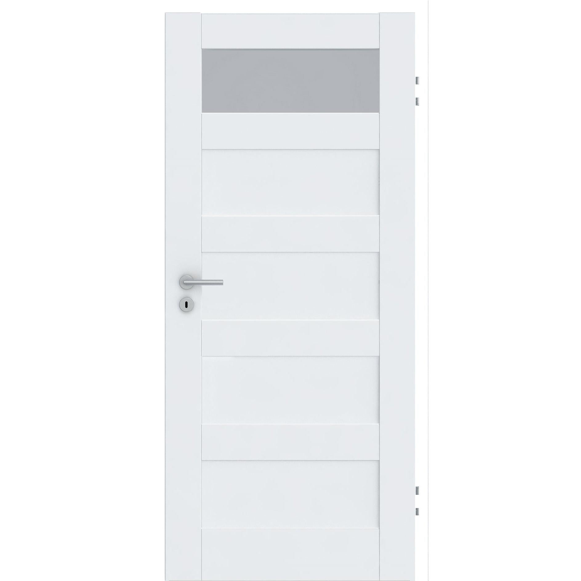 Zimmertür CPL brillant-weiß Rahmendesigntür mit 5 Kassetten und Lichtausschnitt Designkante - Modell Stiltür RQ53LA1