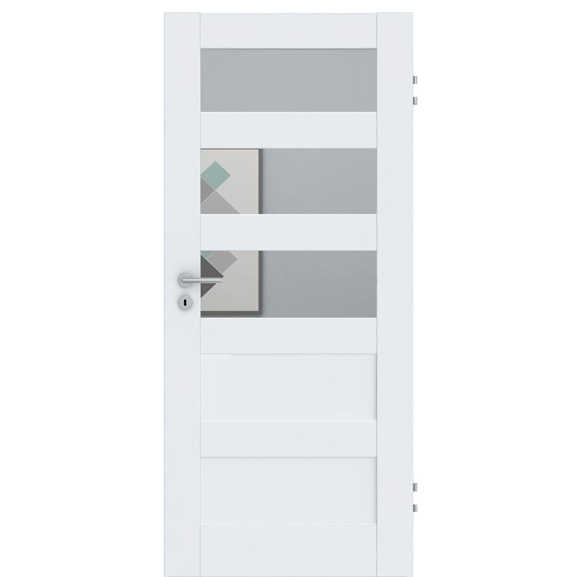 Zimmertür CPL brillant-weiß Rahmendesigntür mit 5 Kassetten und Lichtausschnitt Designkante - Modell Stiltür RQ53LA3