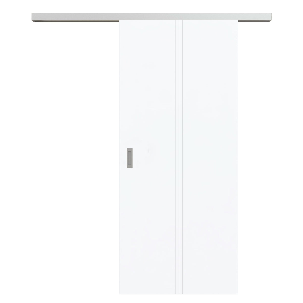 Schiebetür für Set mit Edelstahllaufkasten brillant-weiß 3 Rillen aufrecht - Modell Designtür VM33