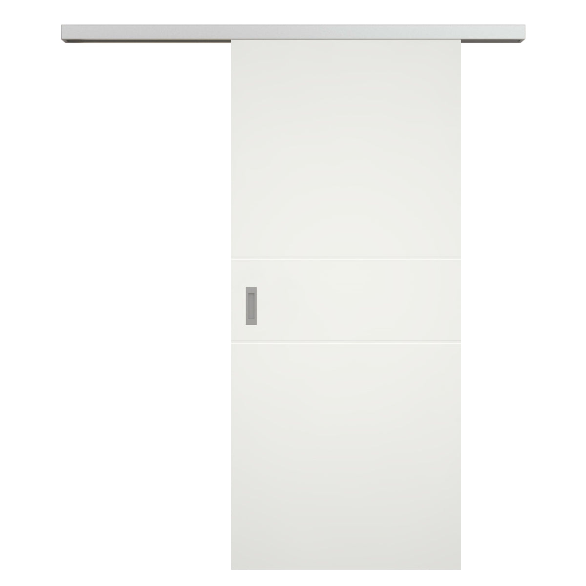 Schiebetür für Set mit Edelstahllaufkasten soft-weiß 2 Rillen - Modell Designtür Q21