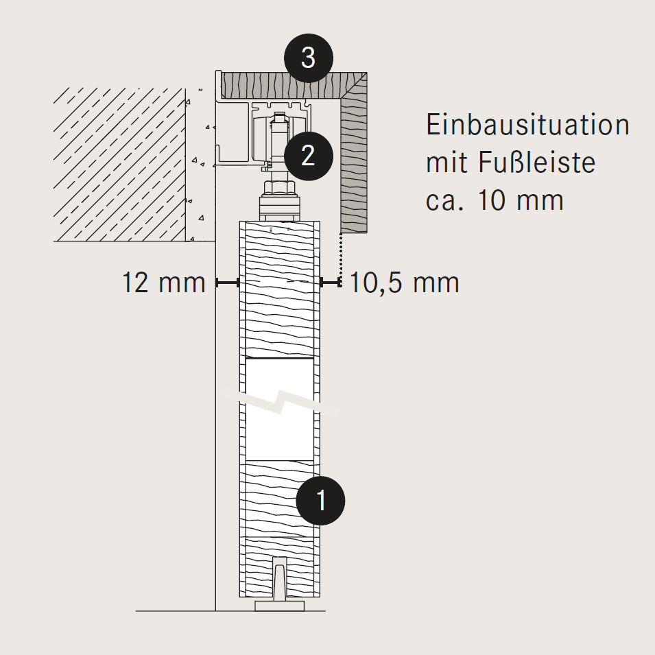 Schiebetür für Set mit grauem Laufkasten mit Lichtausschnitt grau 2 Rillen quer - Modell Designtür Q27LA
