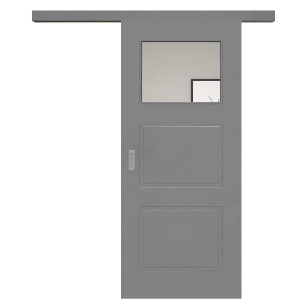 Schiebetür für Set mit grauem Laufkasten mit Lichtausschnitt grau 3 Kassetten - Modell Stiltür M37LA1