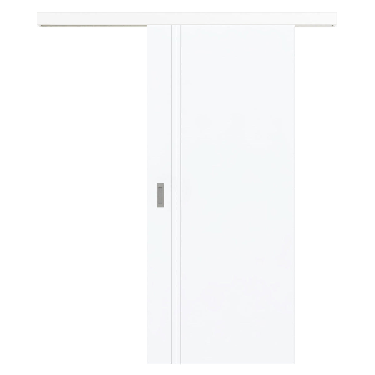 Schiebetür für Set mit weißem Laufkasten brillant-weiß 3 Rillen aufrecht Schlossseite - Modell Designtür VS33