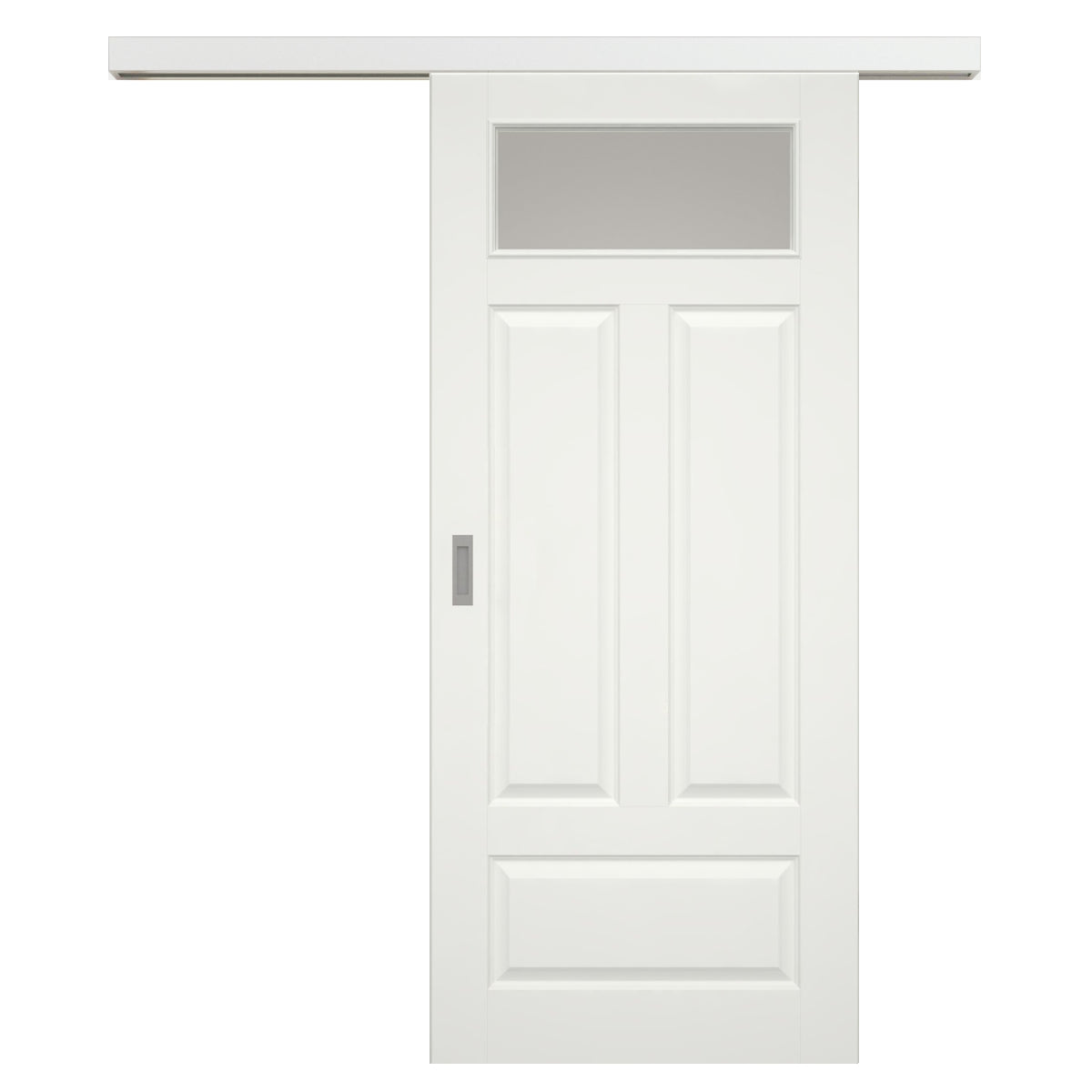 Schiebetür für Set mit weißem Laufkasten mit Lichtausschnitt soft-weiß 4 Kassetten Quer - Modell Stiltür KQ41LAO