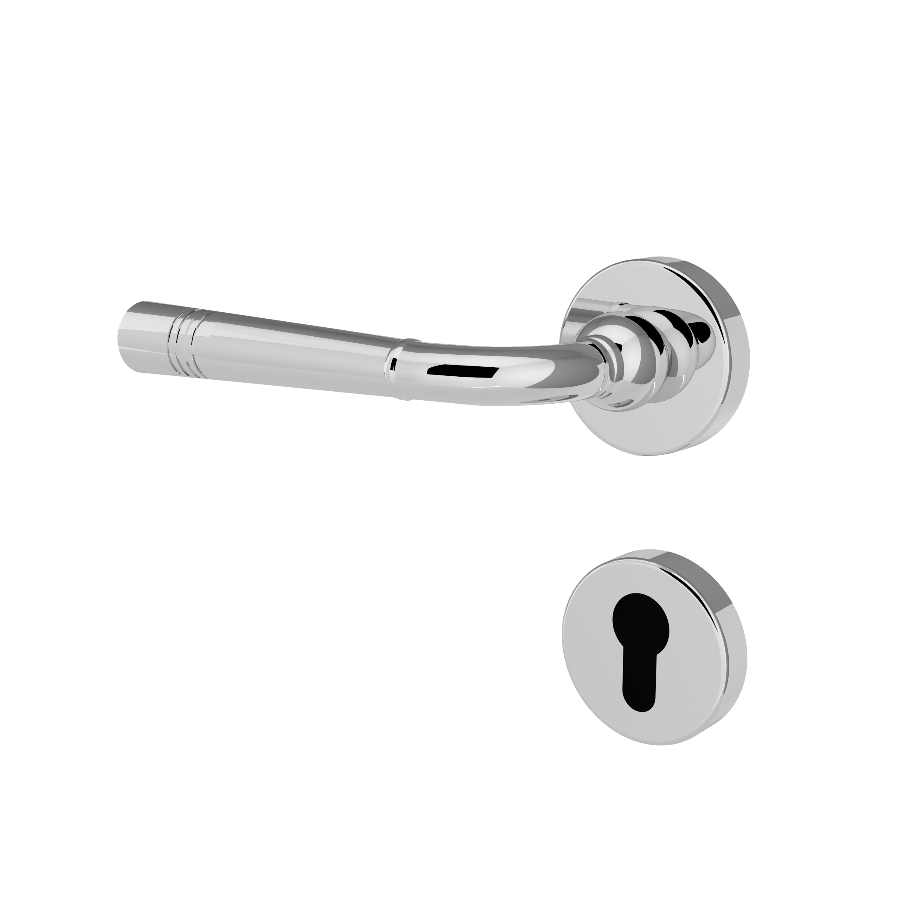 Türgriff Rosetten rund L-Form gerade Modell Arola Landhaus Glanzchrom Klipprosette