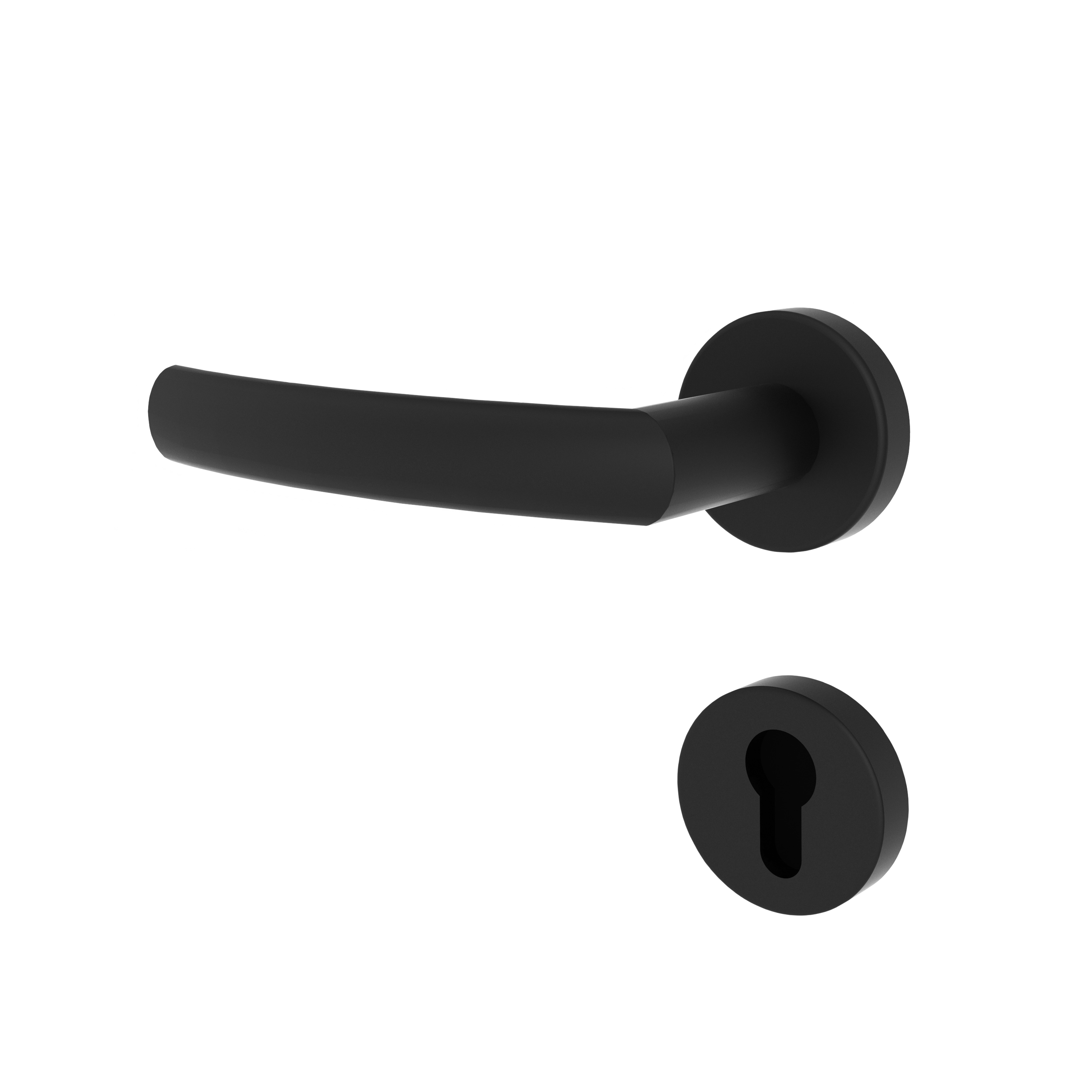 Türgriff Rosetten rund L-Form gerade Modell Lalaria Mattschwarz Klipprosette Klasse 3