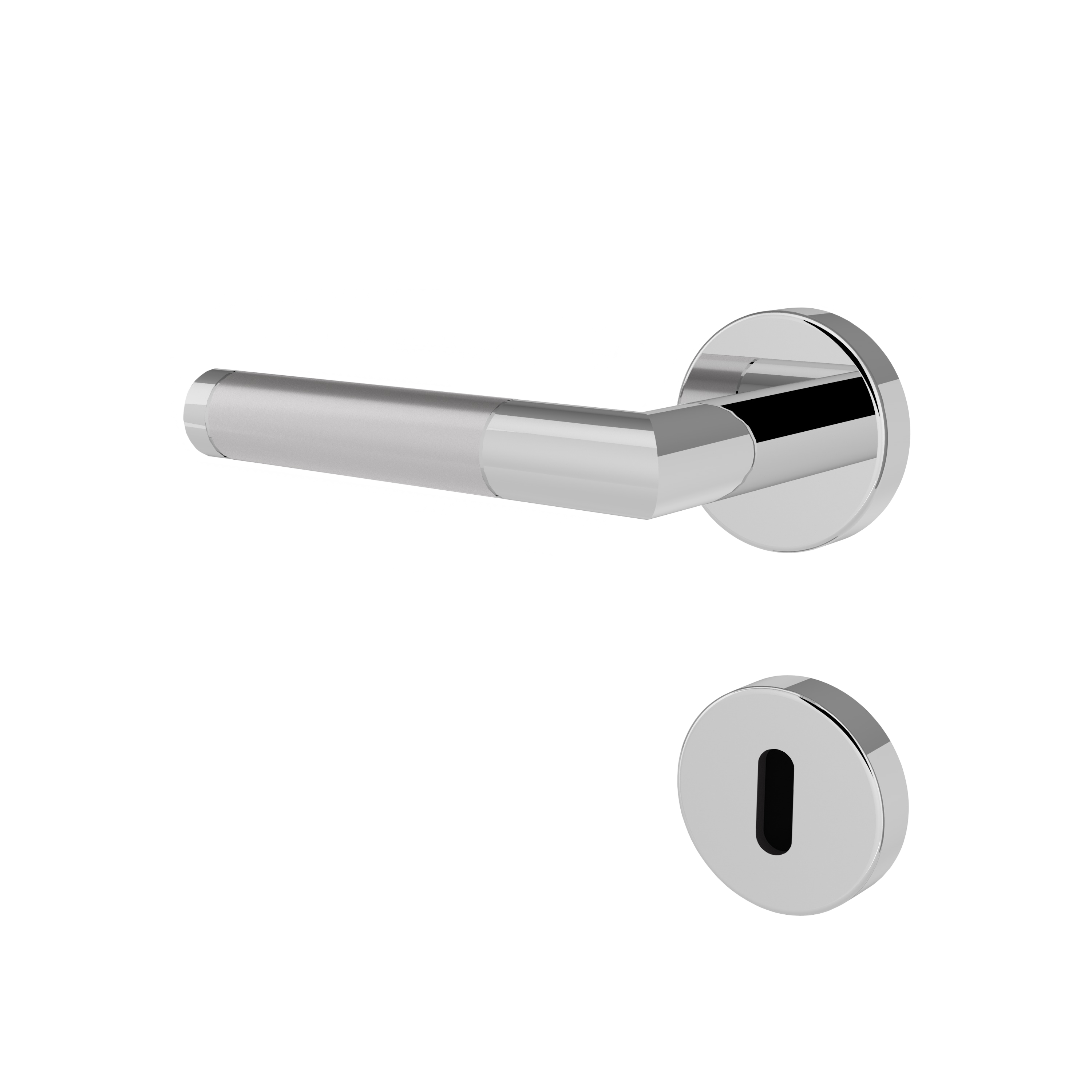 Türgriff Rosetten rund L-Form gerade Modell Sumara Edelstahl / verchromt Klipprosette Klasse 3