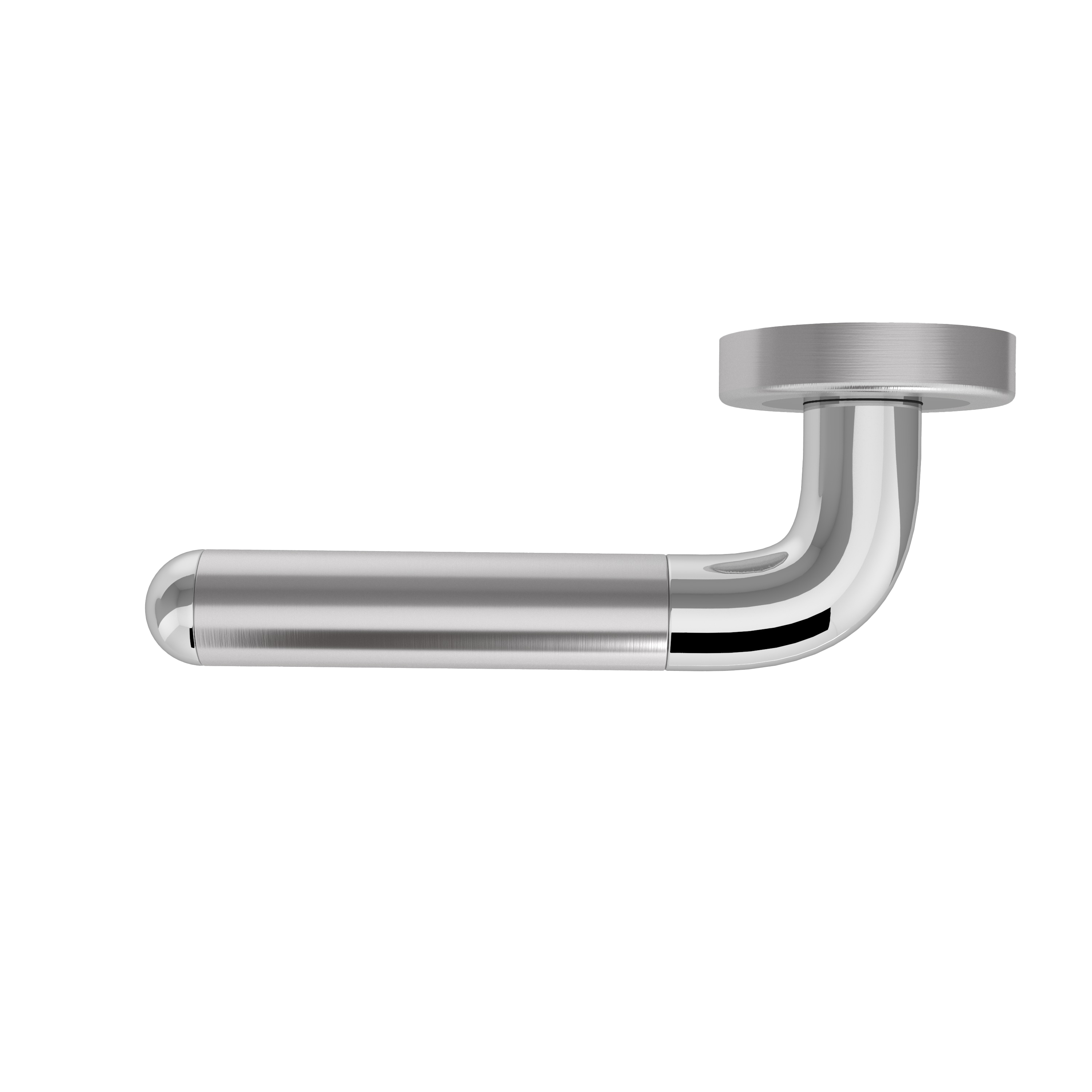 Türgriff Rosetten rund L- Form gerade Modell Vilara Edelstahl / verchromt Klipprosette Klasse 1