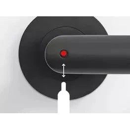 Türgriff Smart2Lock mit Flachrosette rund L-Form gerade Modell Javara Mattschwarz Klipprosette