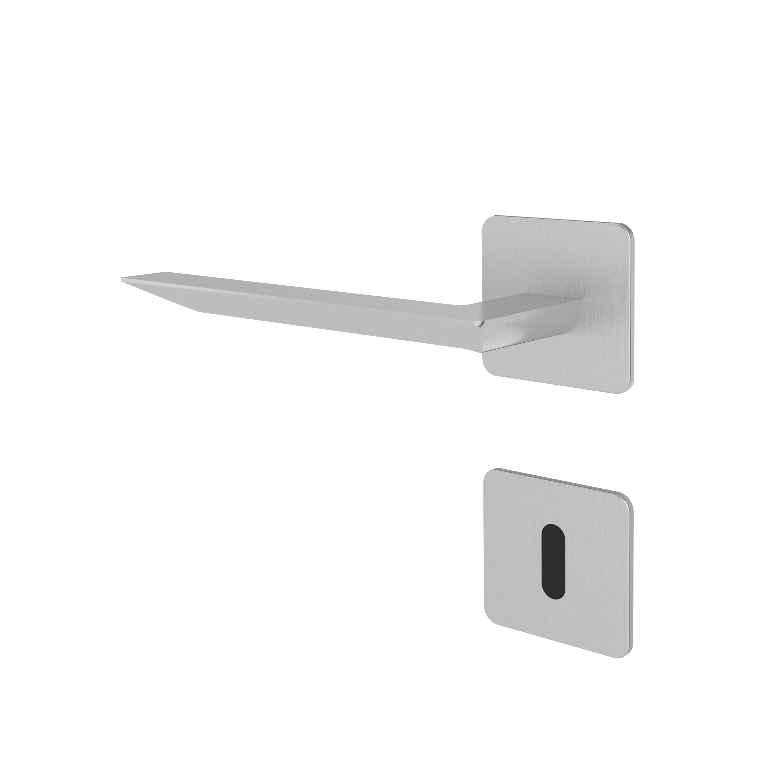 Türgriff mit Flachrosette eckig L-Form gerade Modell Farina Edelstahl Magnetclip Klasse 1