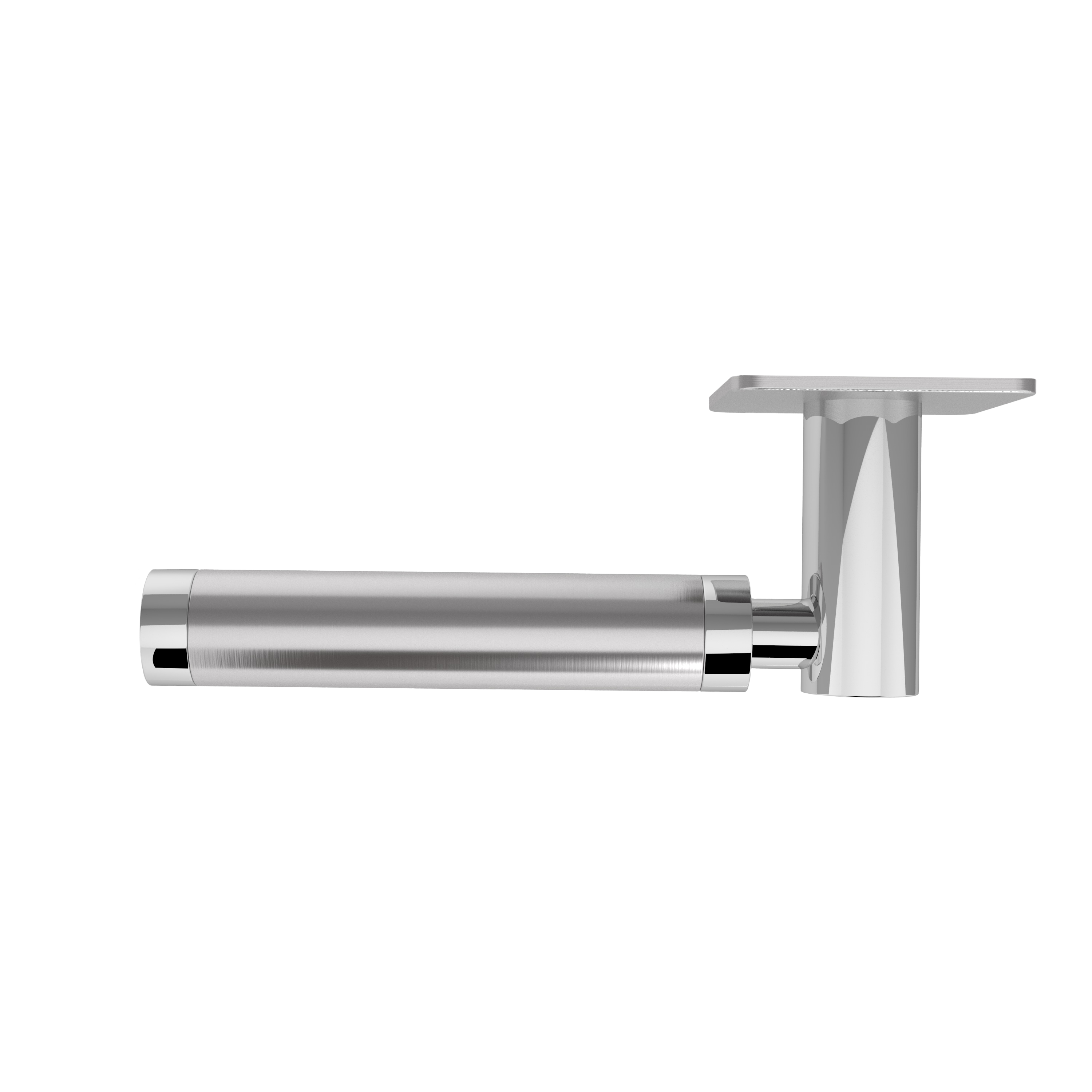 Türgriff mit Flachrosette eckig L- Form gerade Modell Ibera pure Edelstahl Clipsystem