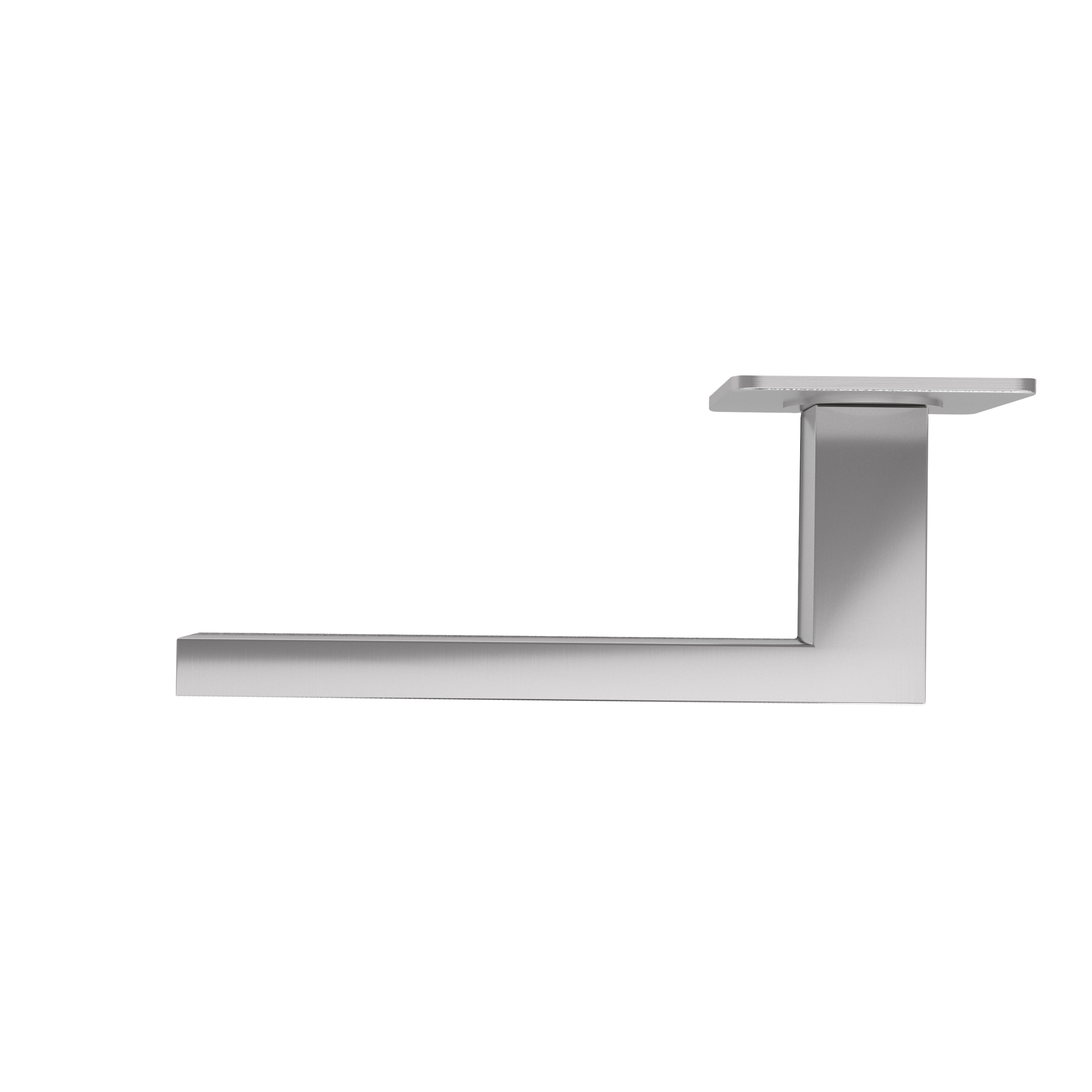 Türgriff mit Flachrosette eckig L- Form gerade Modell Rhovara Premium Edelstahl Klipprosette flach Klasse 1