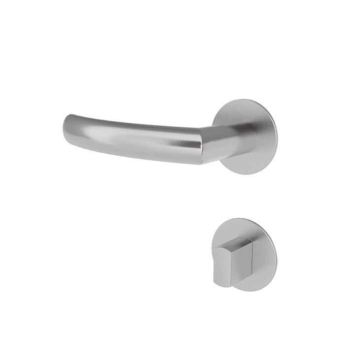 Türgriff mit Flachrosette rund L-Form gebogen Modell Amaraya Edelstahl Clipsystem