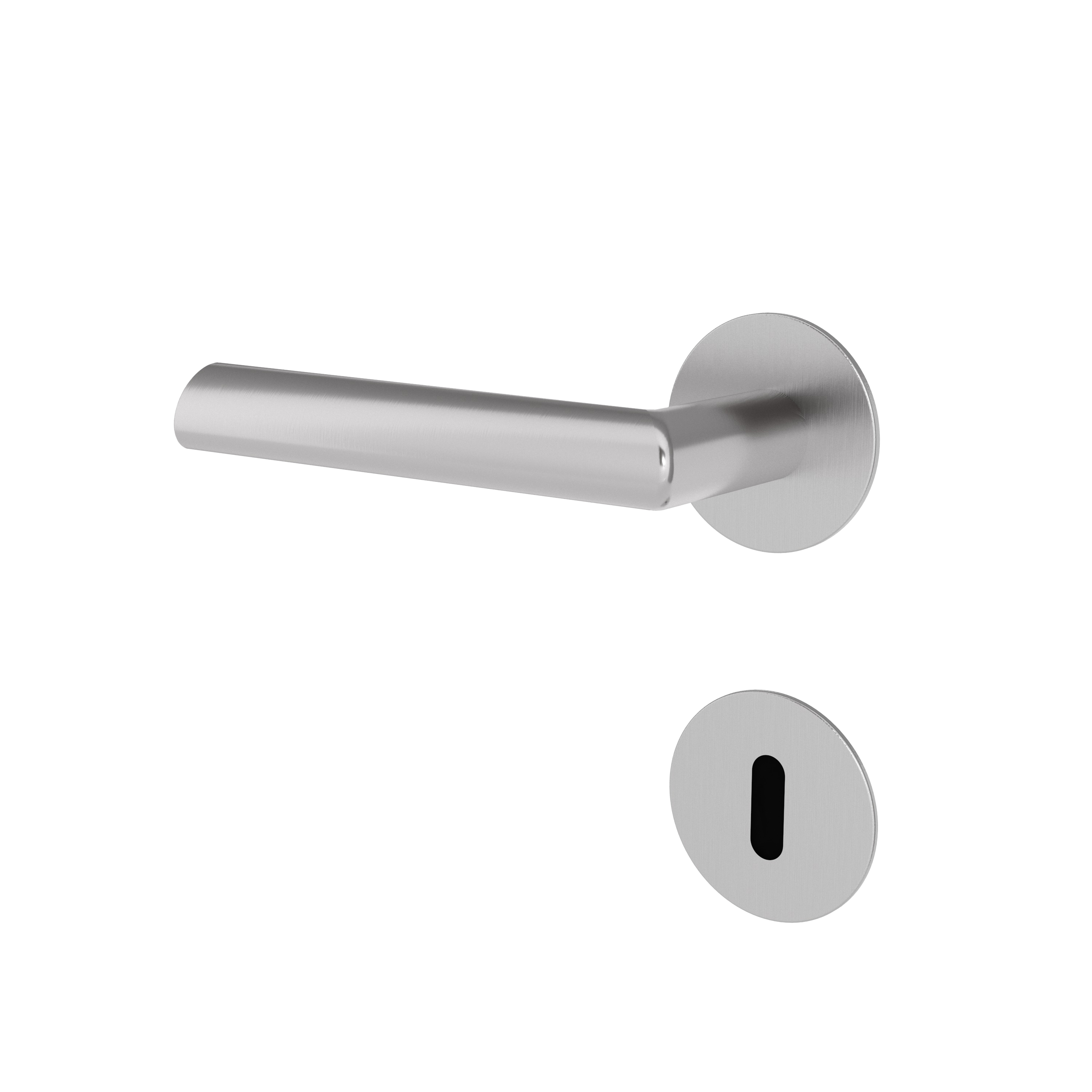 Türgriff mit Flachrosette rund L- Form gerade Modell Jadena Edelstahl Clipsystem