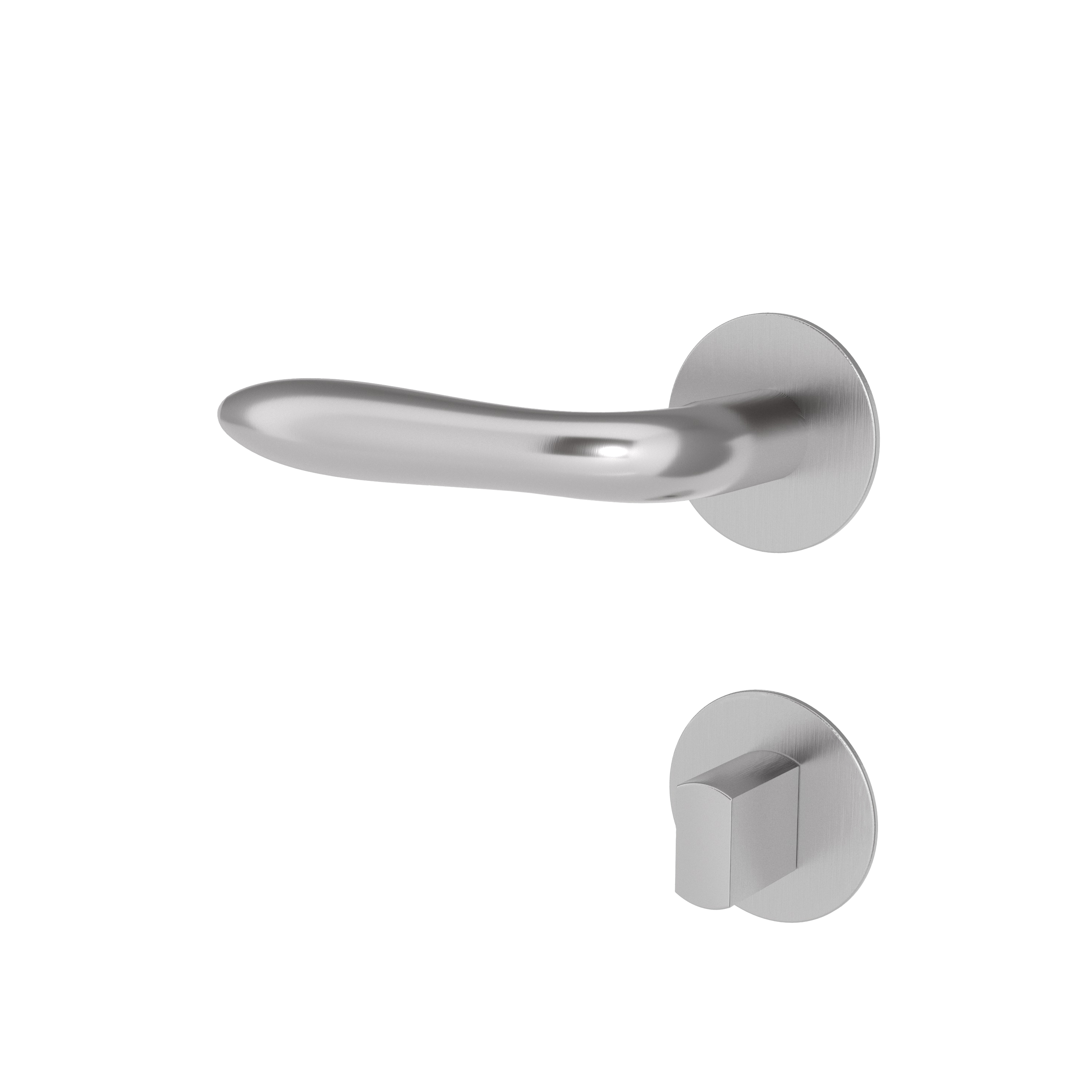 Türgriff mit Flachrosette rund L- Form gerade Modell Nordara Edelstahl Clipsystem