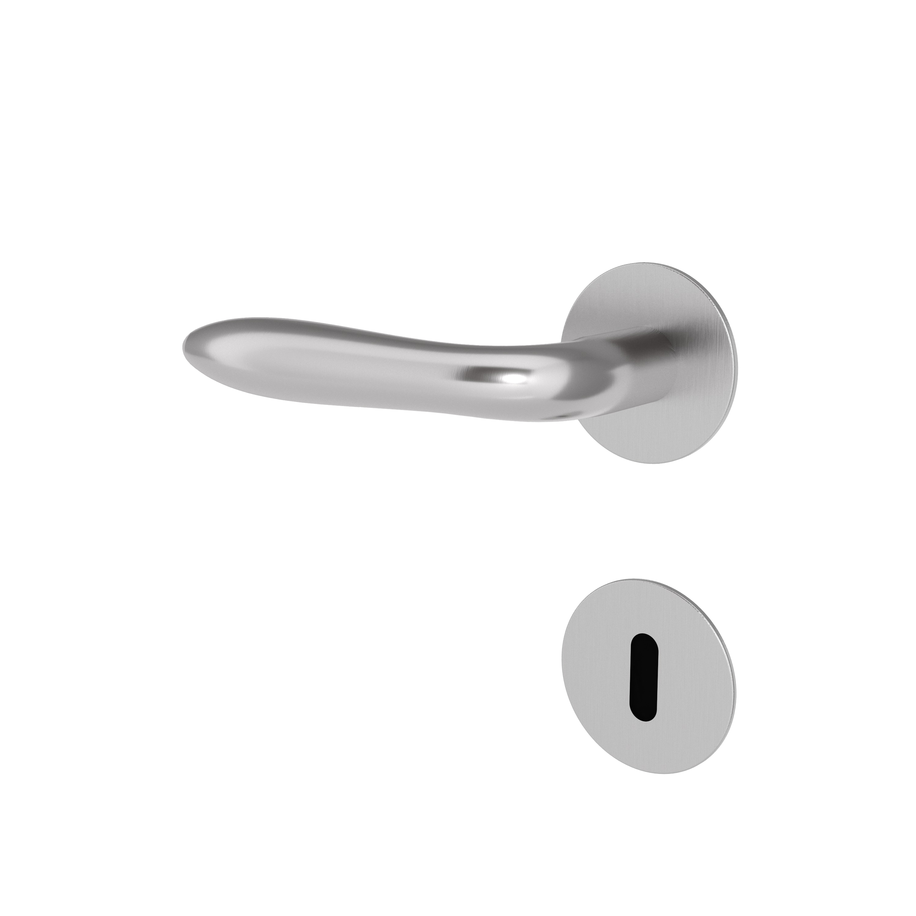 Türgriff mit Flachrosette rund L- Form gerade Modell Nordara Edelstahl Clipsystem