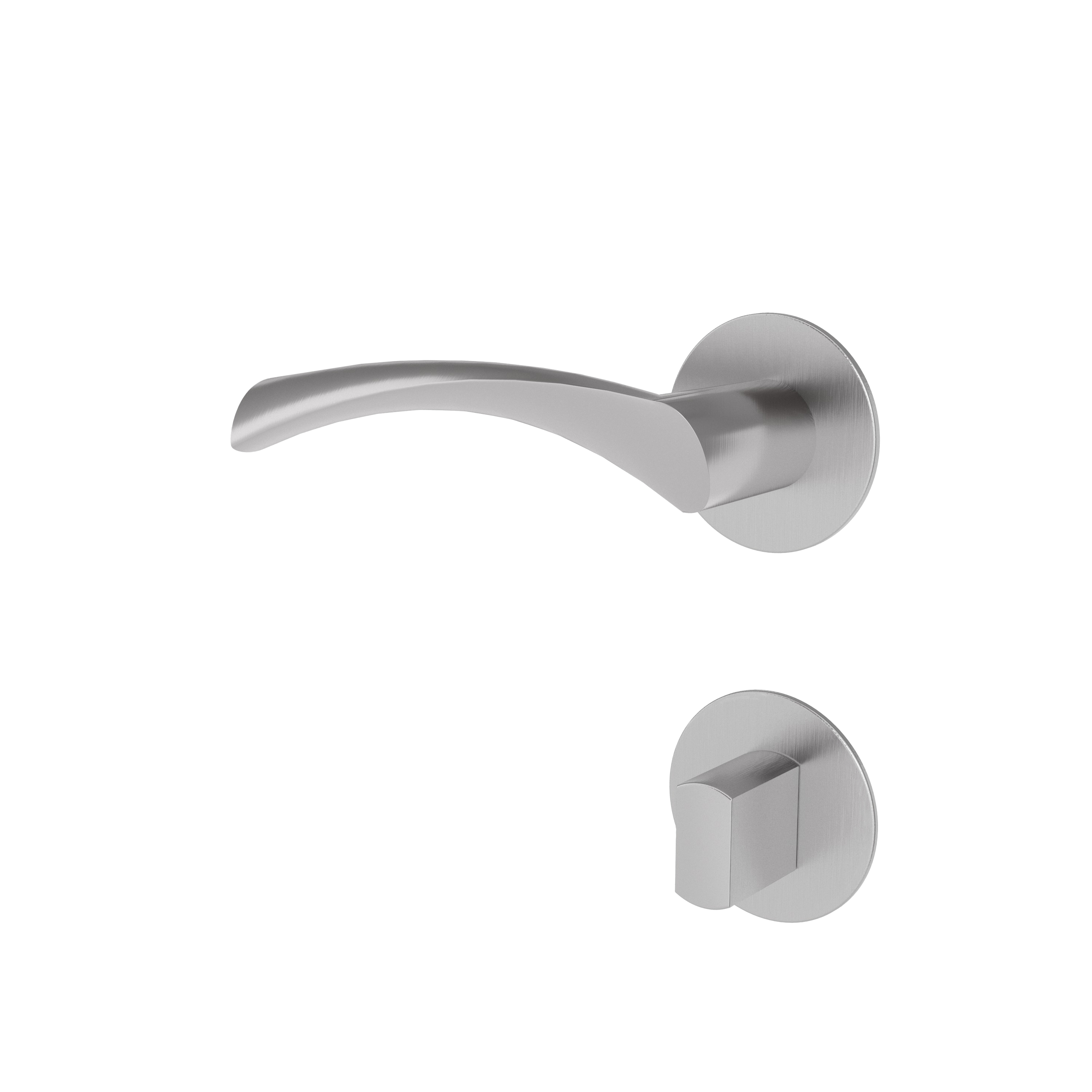 Türgriff mit Flachrosette rund L-Form geschwungen Modell Garuna Edelstahl Clipsystem