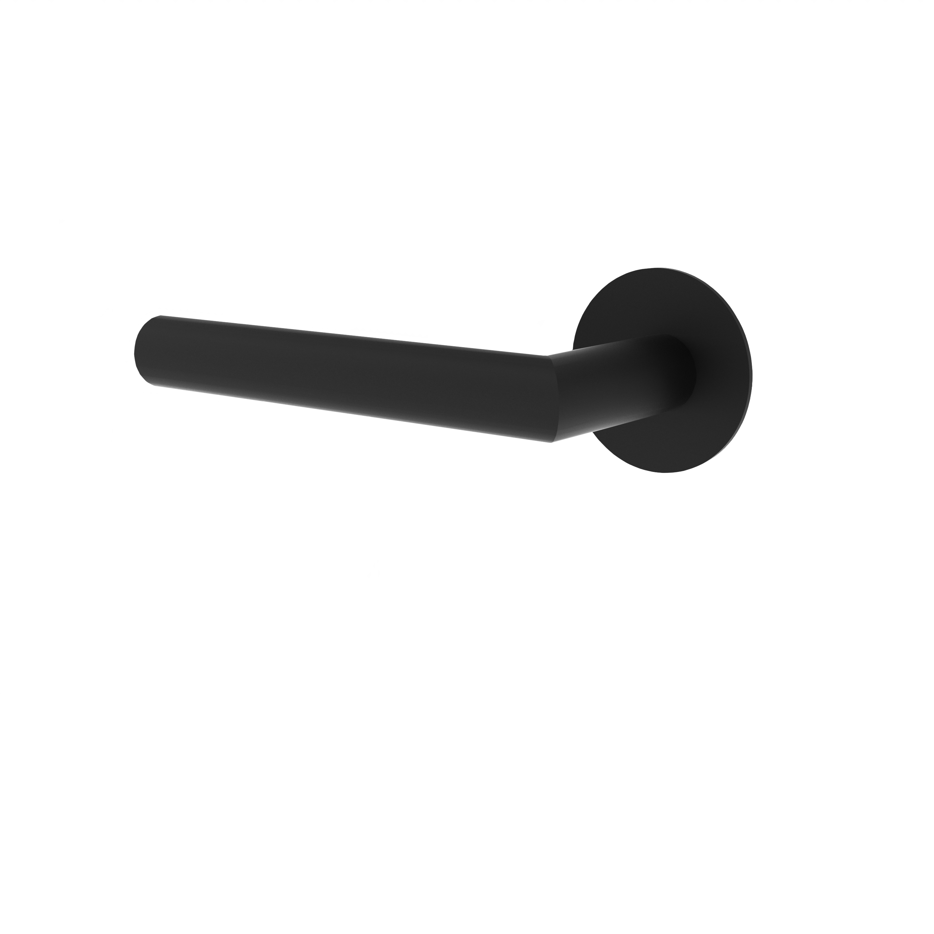 Türgriff ohne Schlüsselrosette Rosette rund L-Form gerade Modell Javara Mattschwarz Flachrosette
