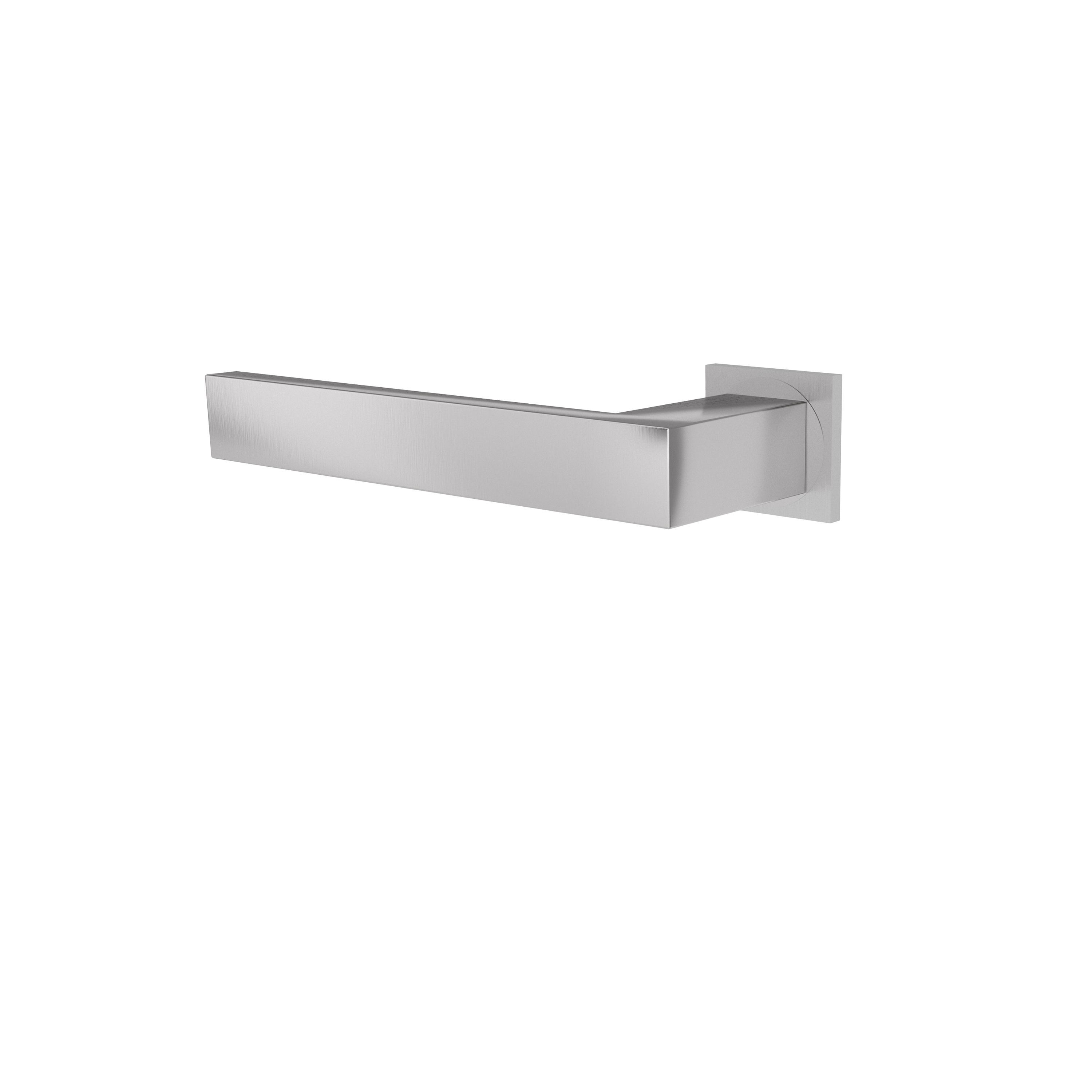 Türgriff ohne Schlüsselrosette mit Mini-Flachrosette eckig L- Form gerade Modell Rhovara Edelstahl Klipprosette Mini