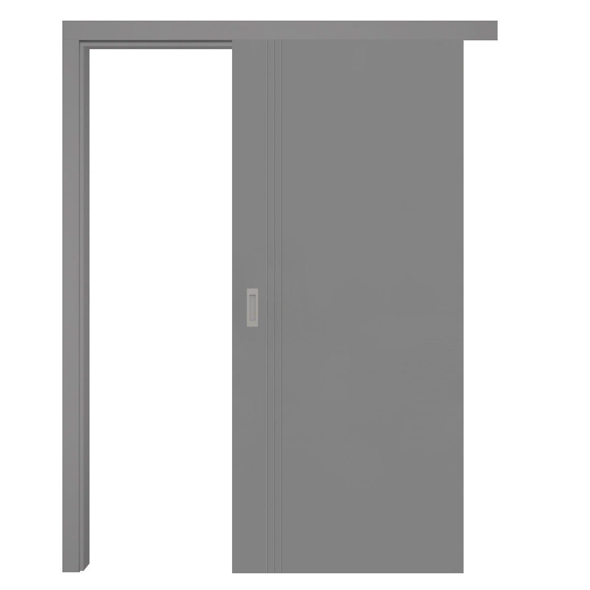 Schiebetür mit Schiebetürzarge grau 3 Rillen aufrecht Schlosseite - Modell Designtür VS37
