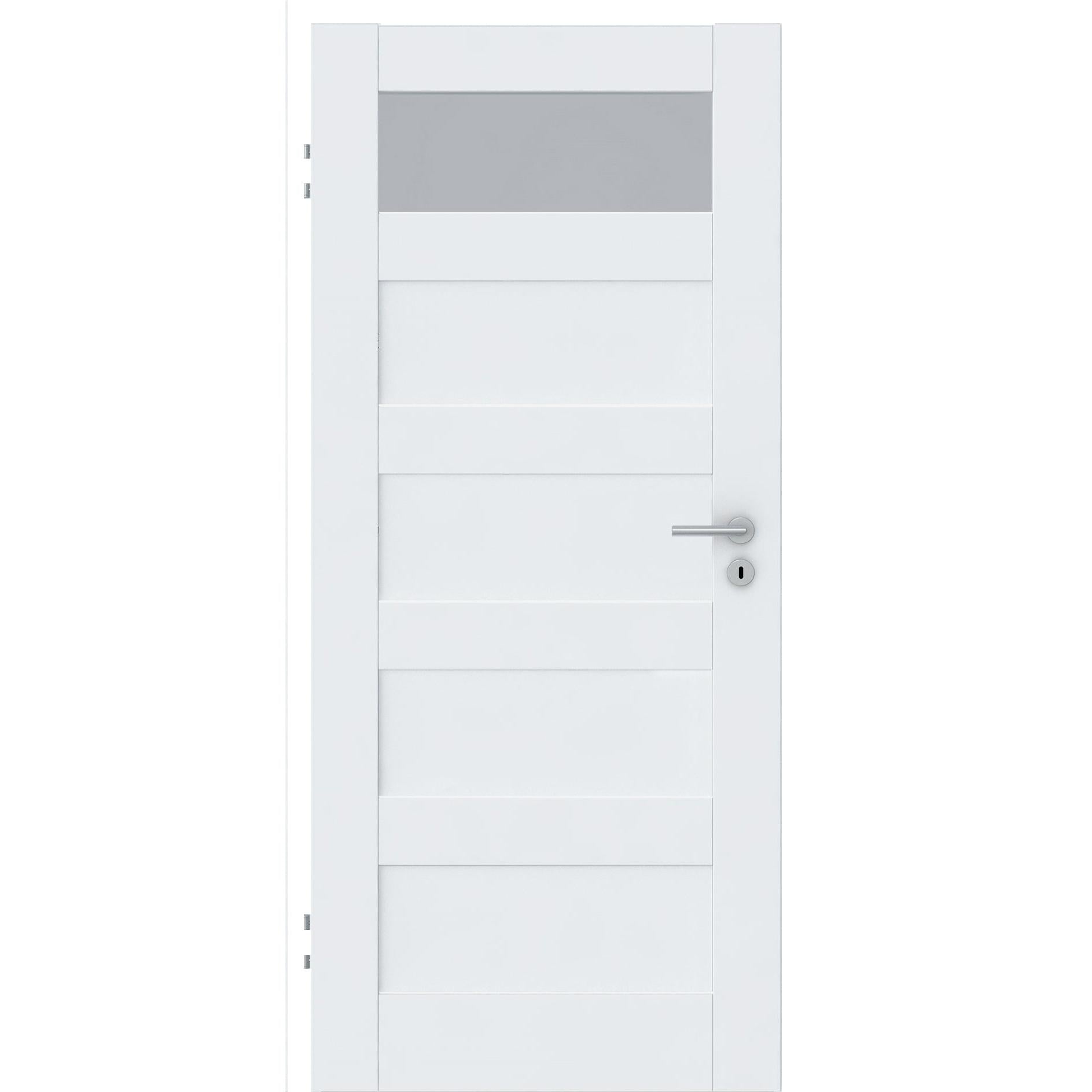 Zimmertür CPL brillant-weiß Rahmendesigntür mit 5 Kassetten und Lichtausschnitt Designkante - Modell Stiltür RQ53LA1