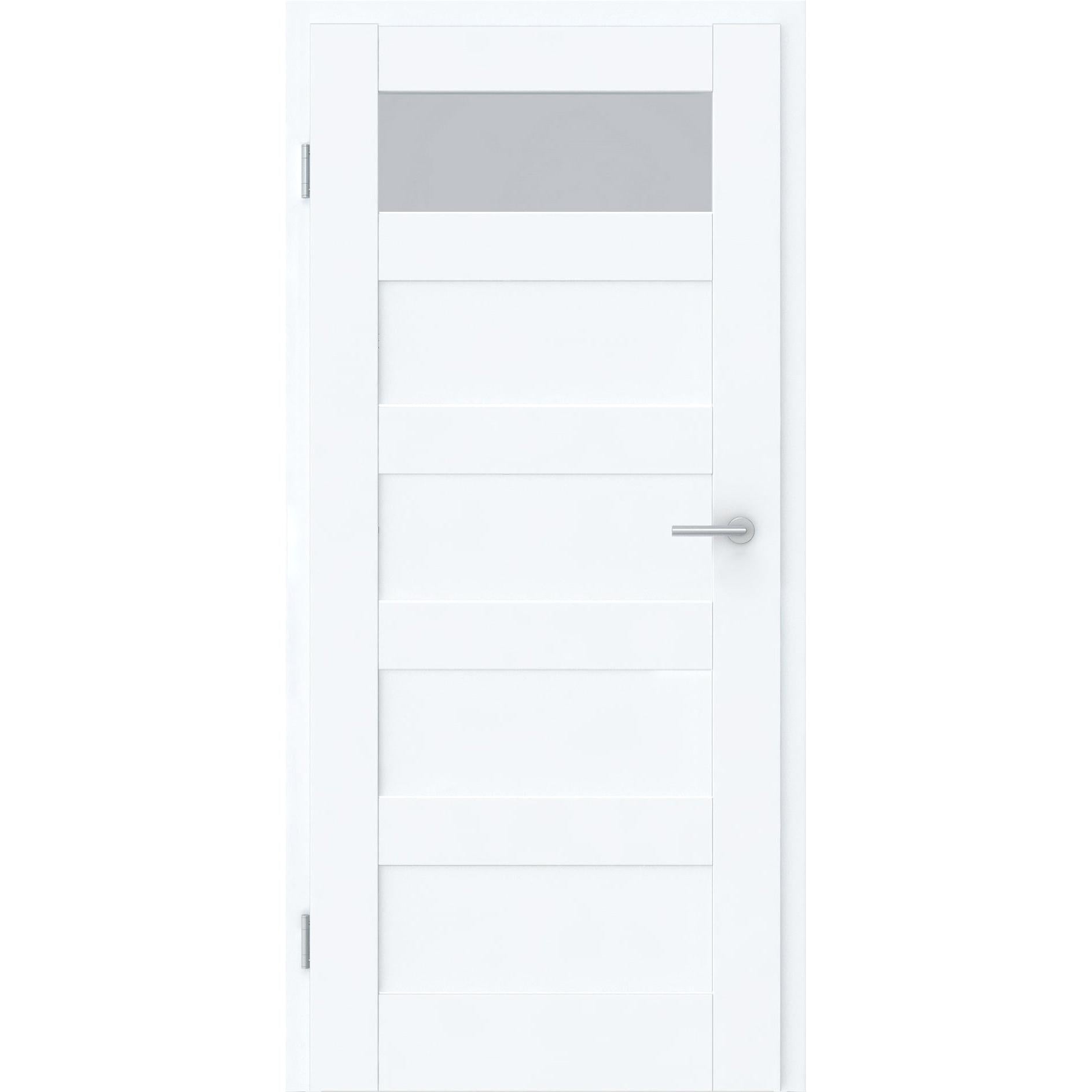 Zimmertür CPL brillant-weiß Rahmendesigntür mit 5 Kassetten und Lichtausschnitt Designkante - Modell Stiltür RQ53LA1