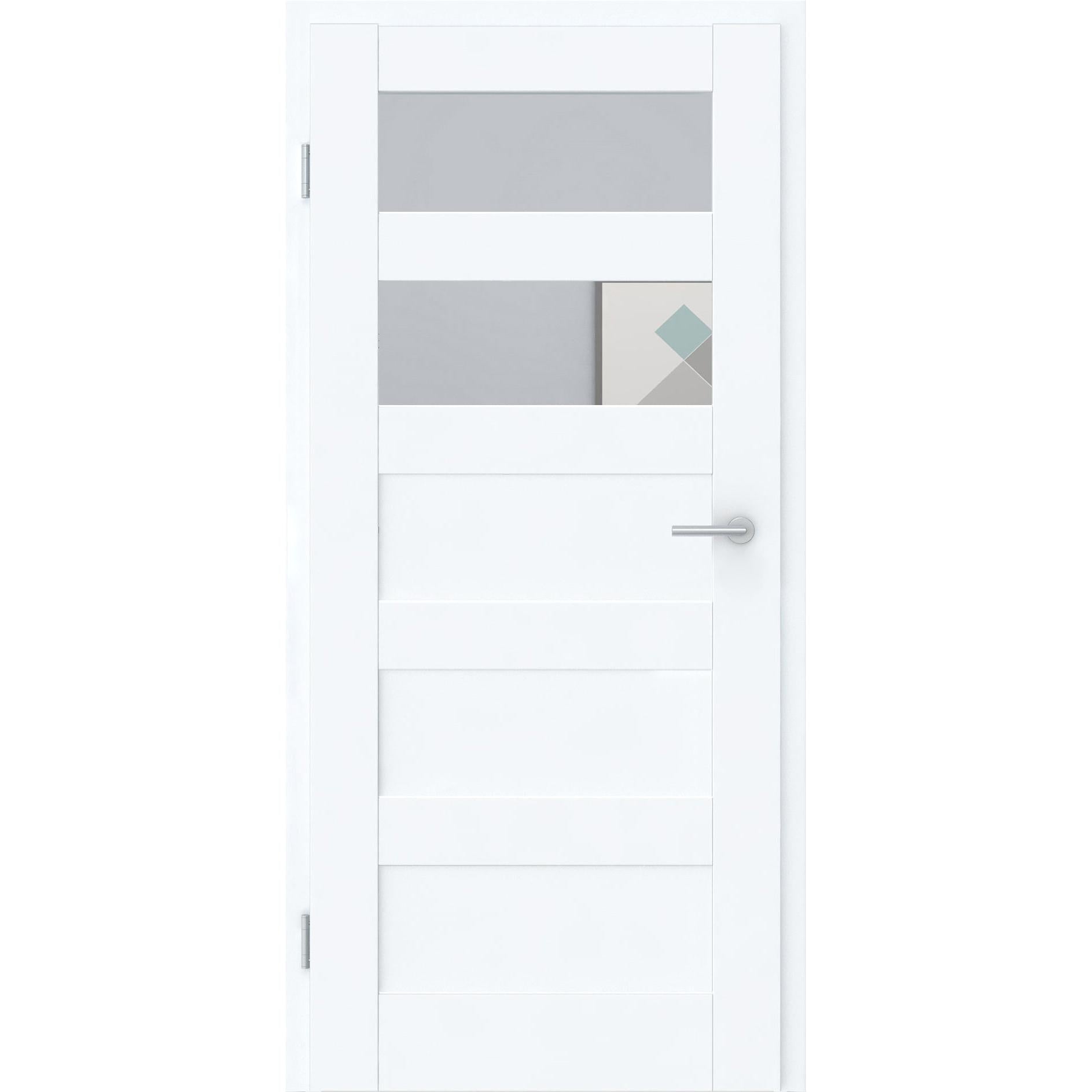 Zimmertür CPL brillant-weiß Rahmendesigntür mit 5 Kassetten und Lichtausschnitt Designkante - Modell Stiltür RQ53LA2