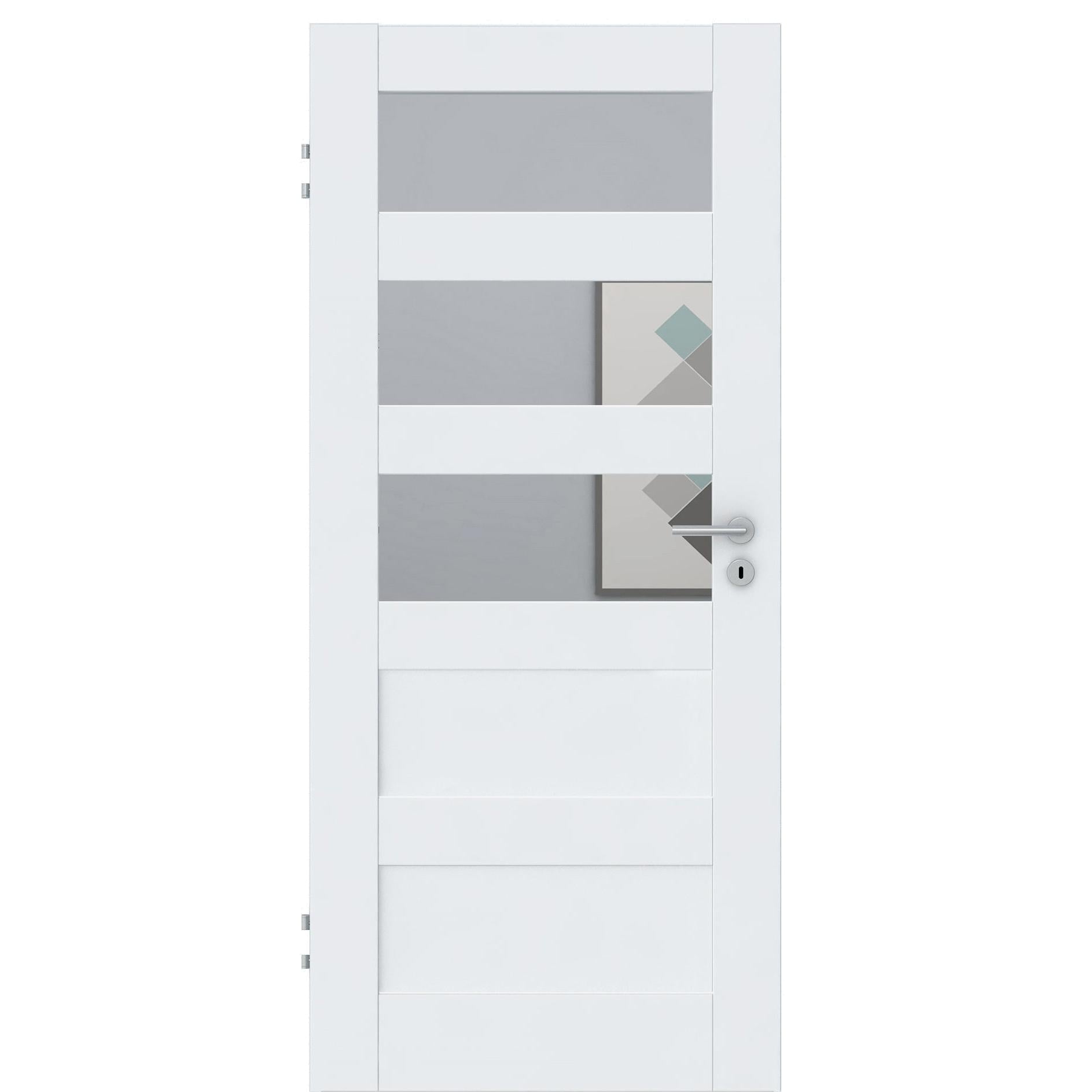 Zimmertür CPL brillant-weiß Rahmendesigntür mit 5 Kassetten und Lichtausschnitt Designkante - Modell Stiltür RQ53LA3