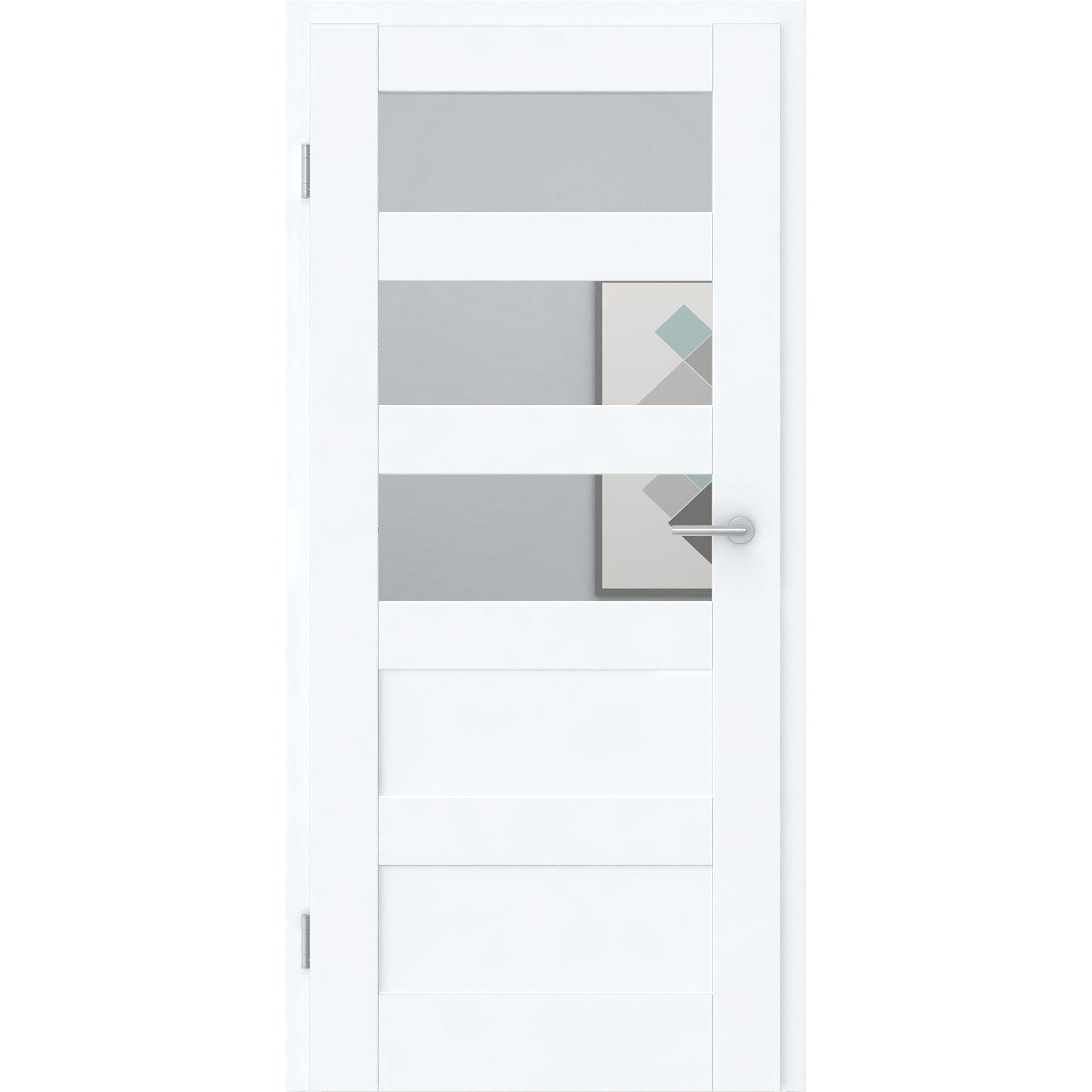 Zimmertür CPL brillant-weiß Rahmendesigntür mit 5 Kassetten und Lichtausschnitt Designkante - Modell Stiltür RQ53LA3