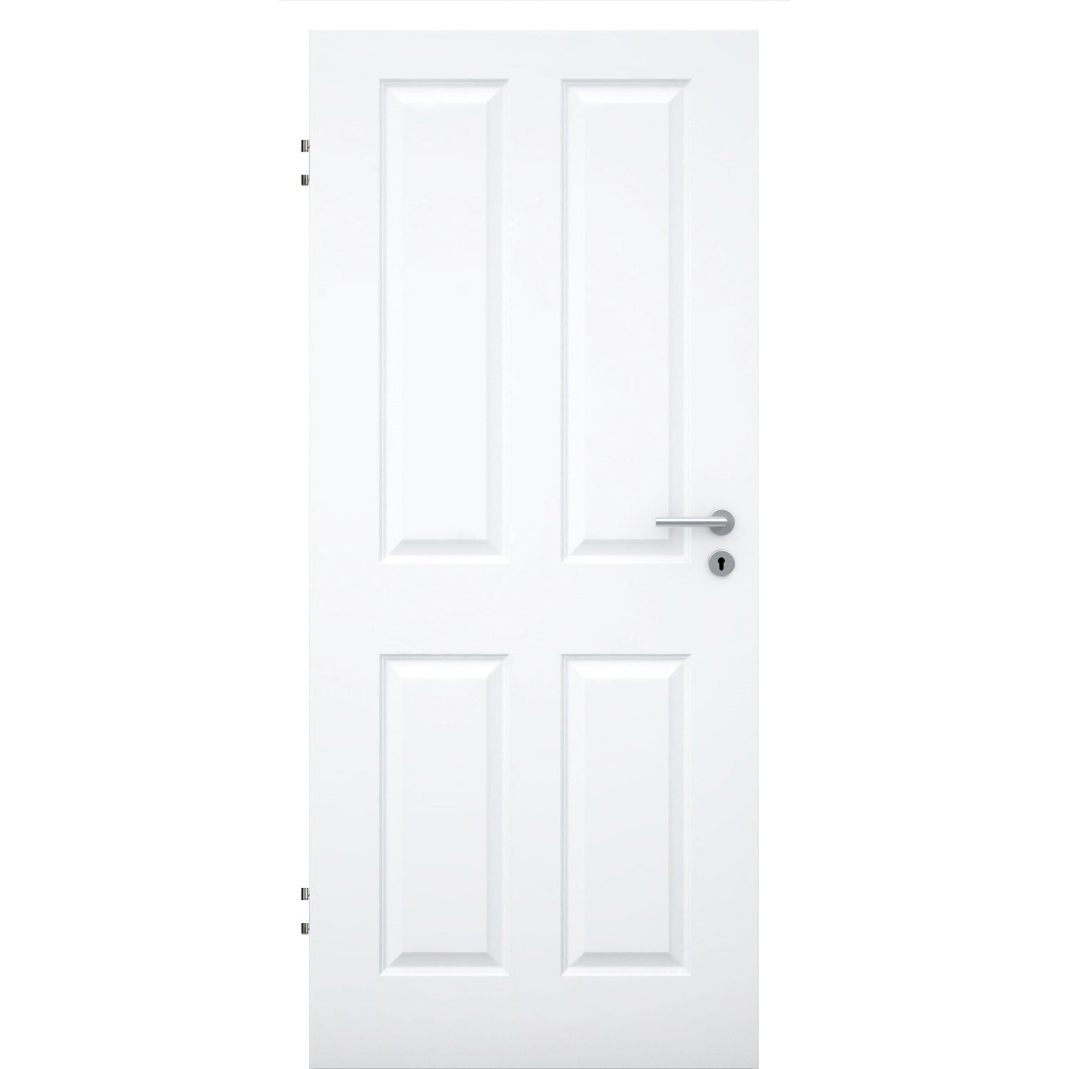 Wohnungseingangstür brillant-weiß 4 Kassetten Designkante SK1 / KK3 - Modell Stiltür K43