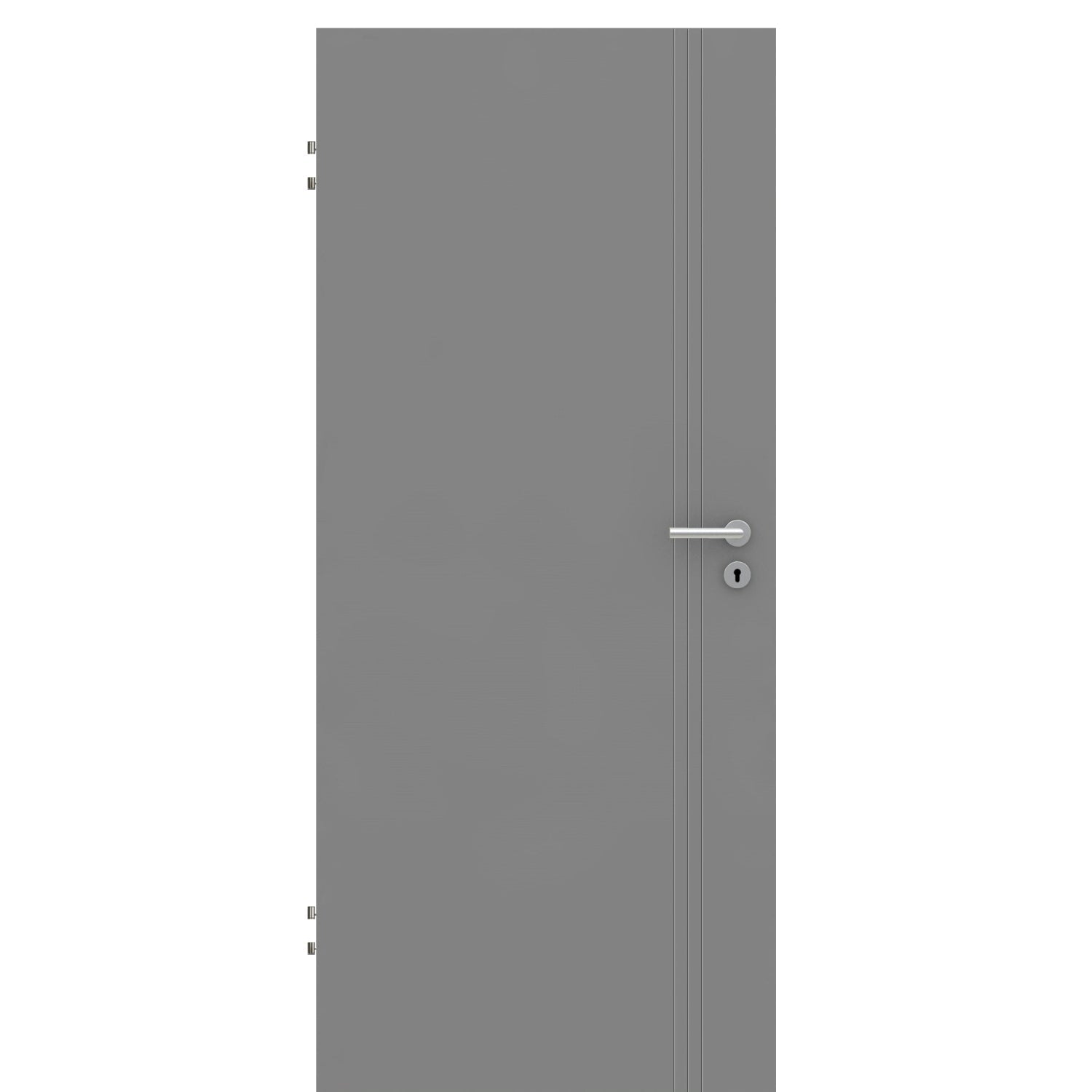 Wohnungseingangstür grau 3 Rillen aufrecht Schlosseite Designkante SK1 / KK3 - Modell Designtür VS37