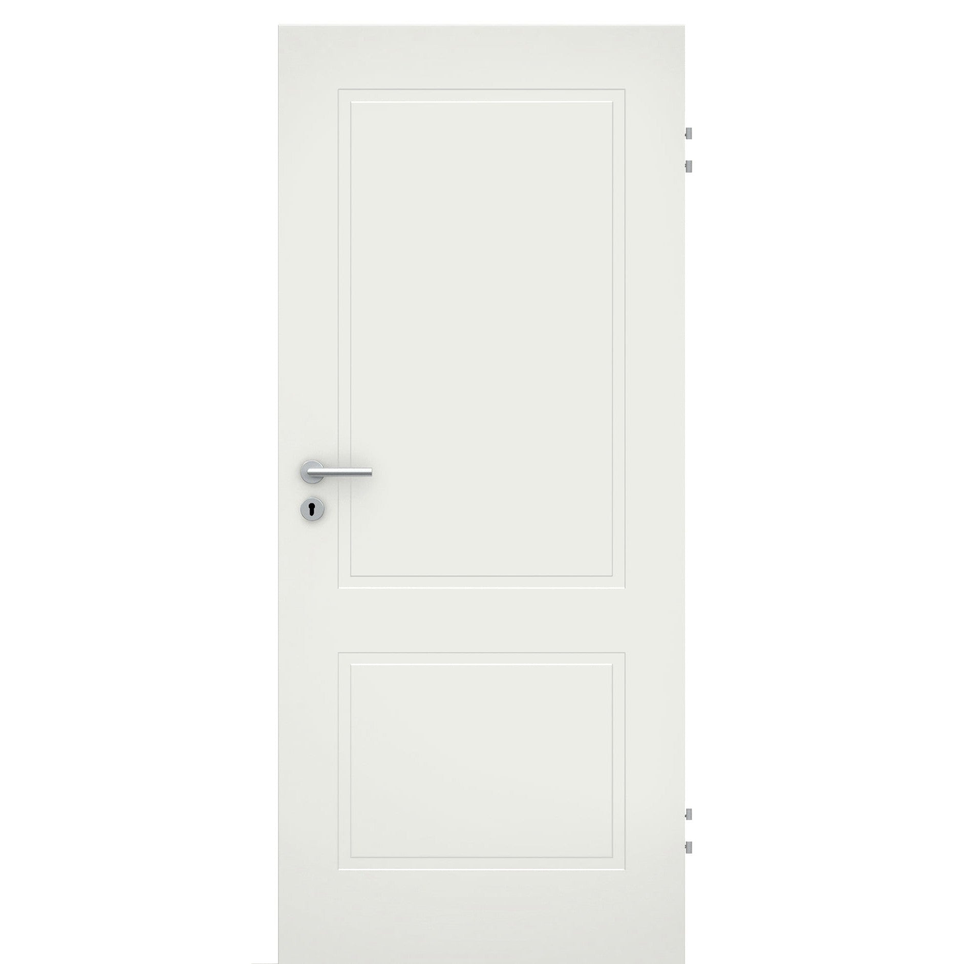 Wohnungseingangstür mit 2 Kassetten soft-weiß Eckkante SK 2 / KK3 - Modell Stiltür M21